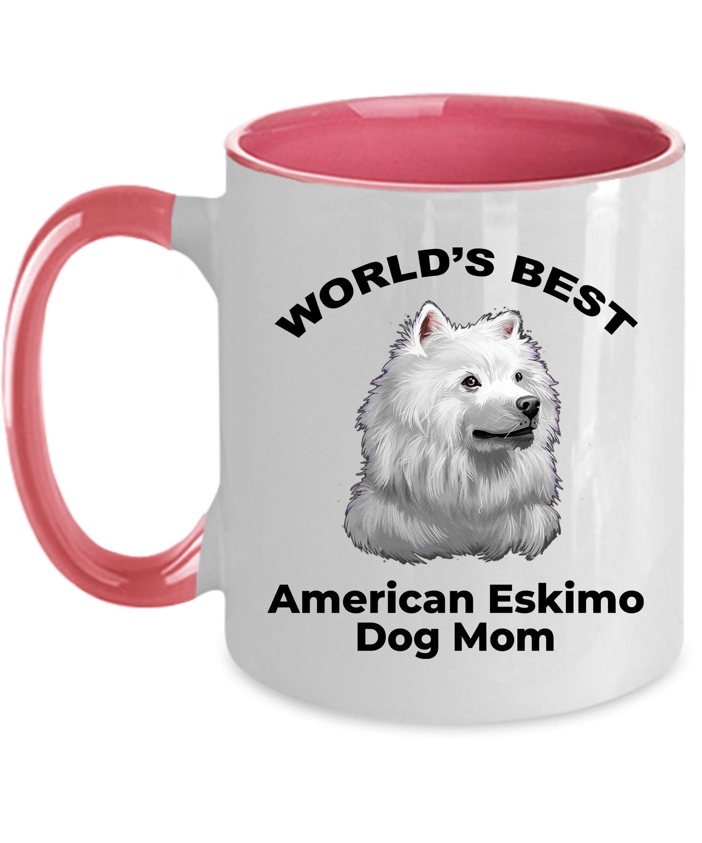 American Eskimo World's Best Dog Mom Custom Ceramic Coffee Mug - Mallard Moon Gift Shop