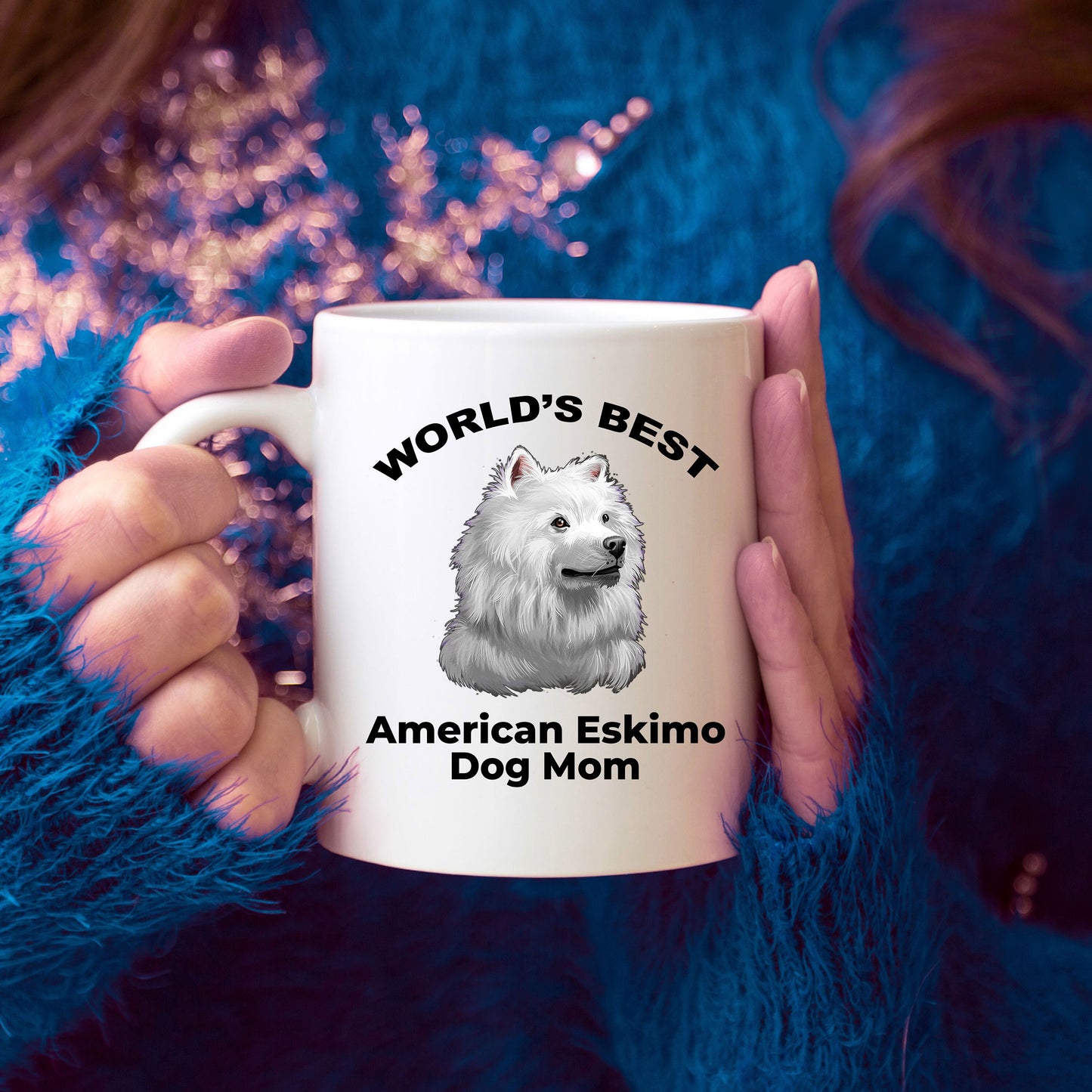 American Eskimo World's Best Dog Mom Custom Ceramic Coffee Mug - Mallard Moon Gift Shop