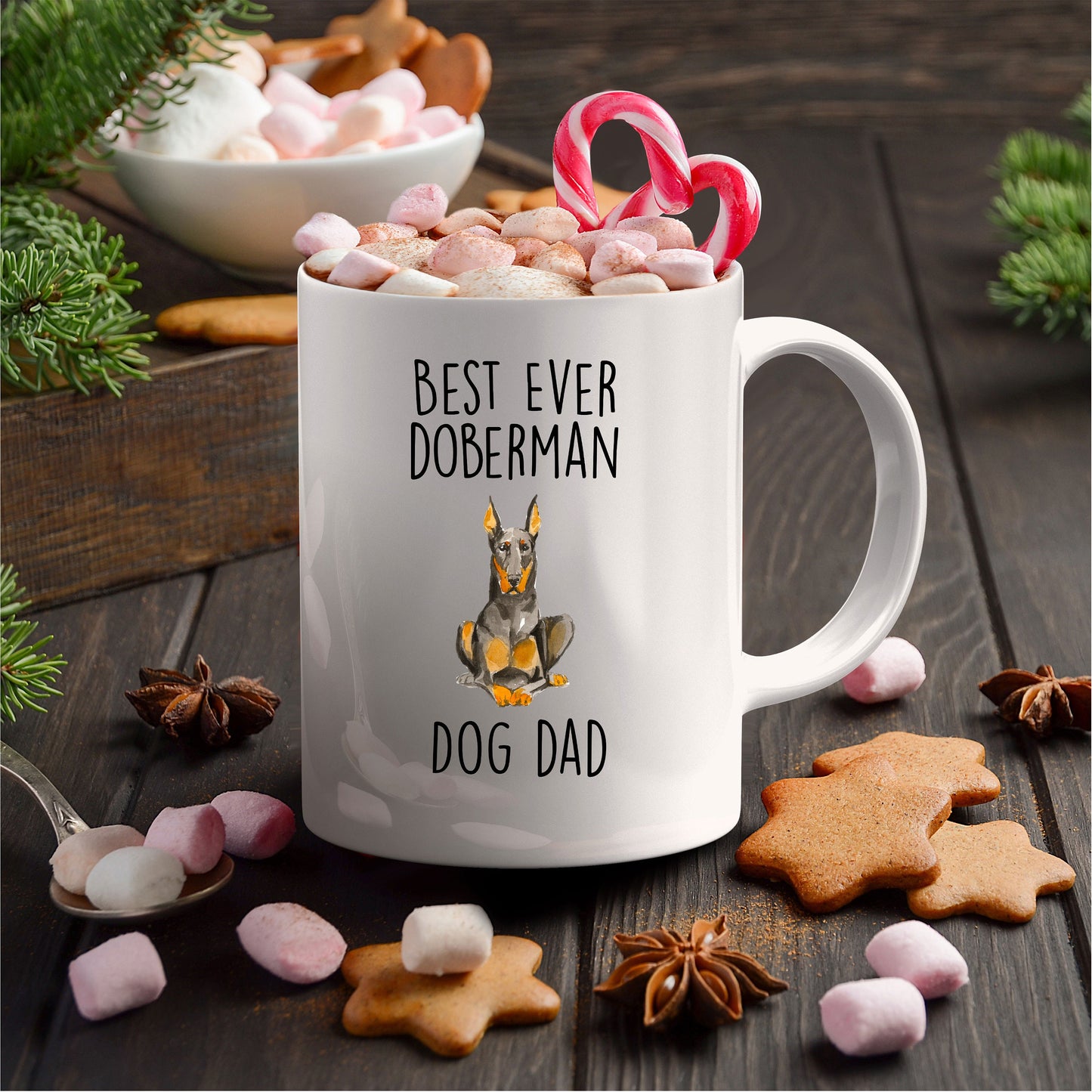 Best Ever Doberman Pinscher Dog Dad Custom Ceramic Coffee Mug - Mallard Moon Gift Shop
