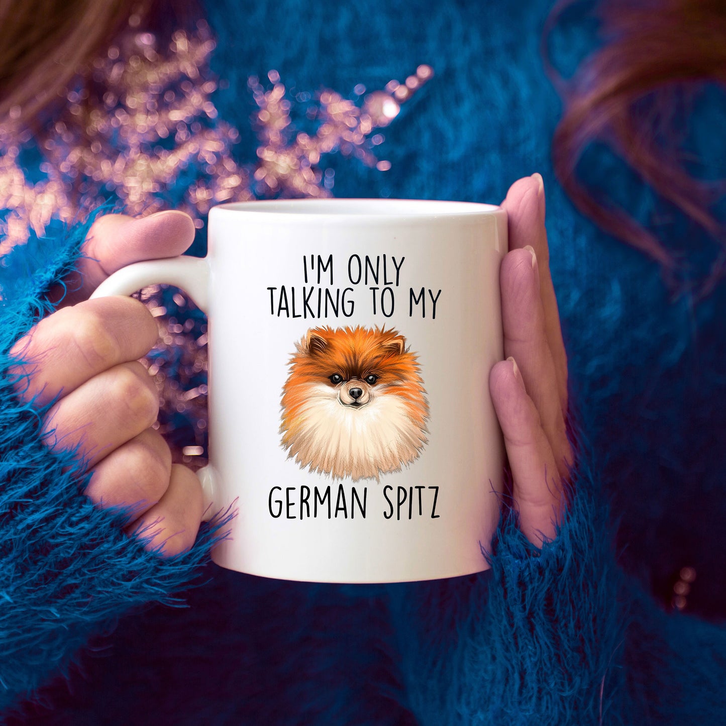 German Spitz Funny Ceramic Mug - I'm Only Talking to My Dog - Mallard Moon Gift Shop