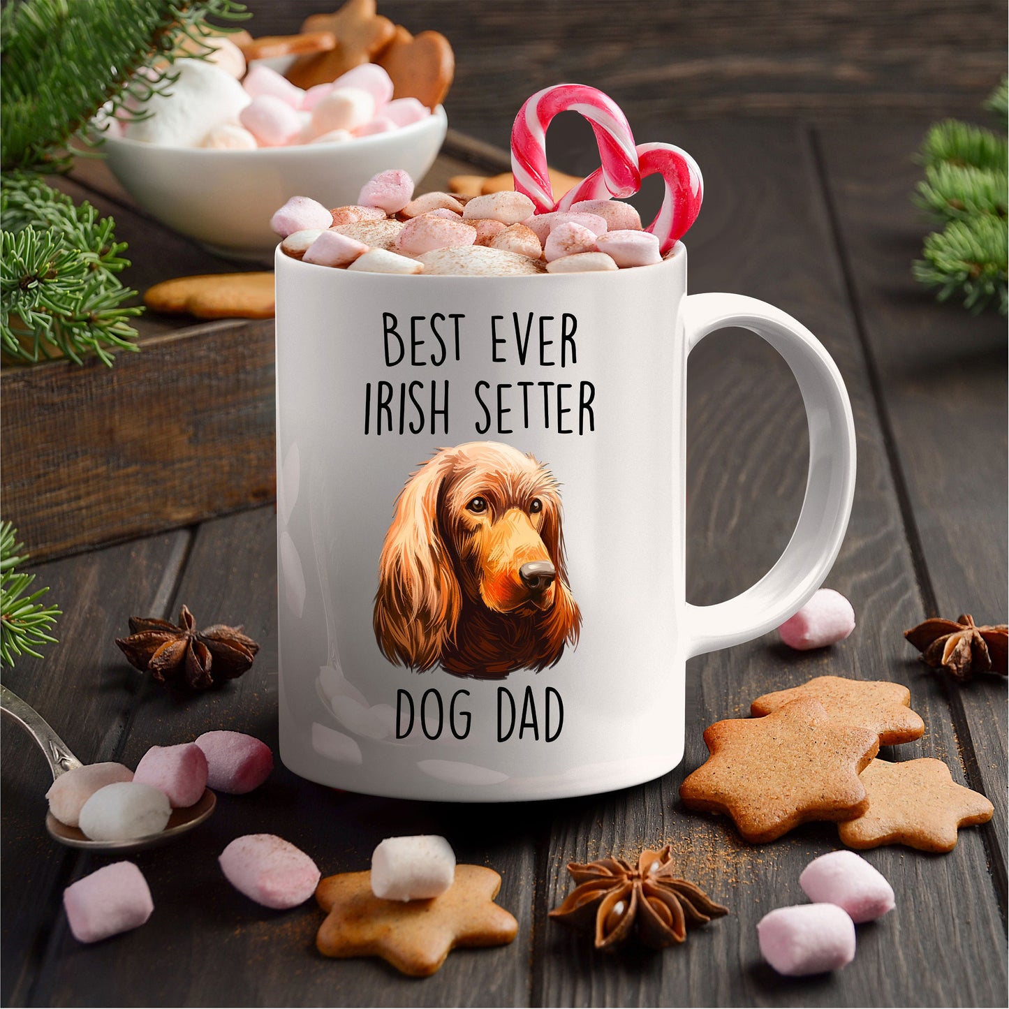 Best Ever Irish Setter Dog Dad Custom Ceramic Coffee Mug