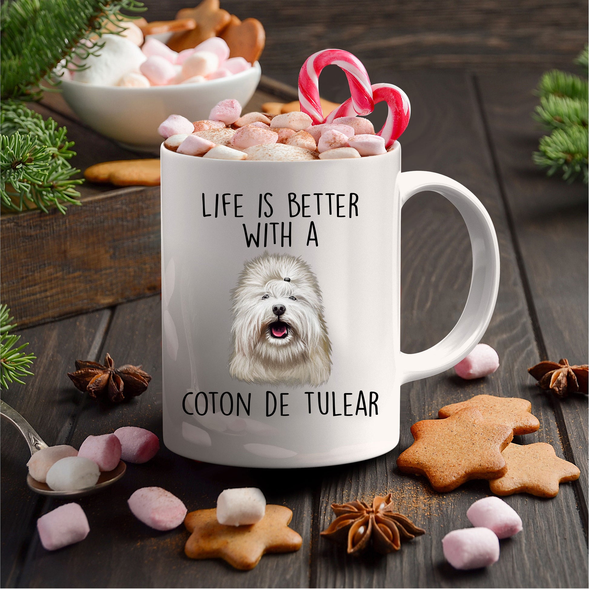 Coton de Tulear Funny Dog Custom Ceramic Coffee Mug Life is Better - Mallard Moon Gift Shop