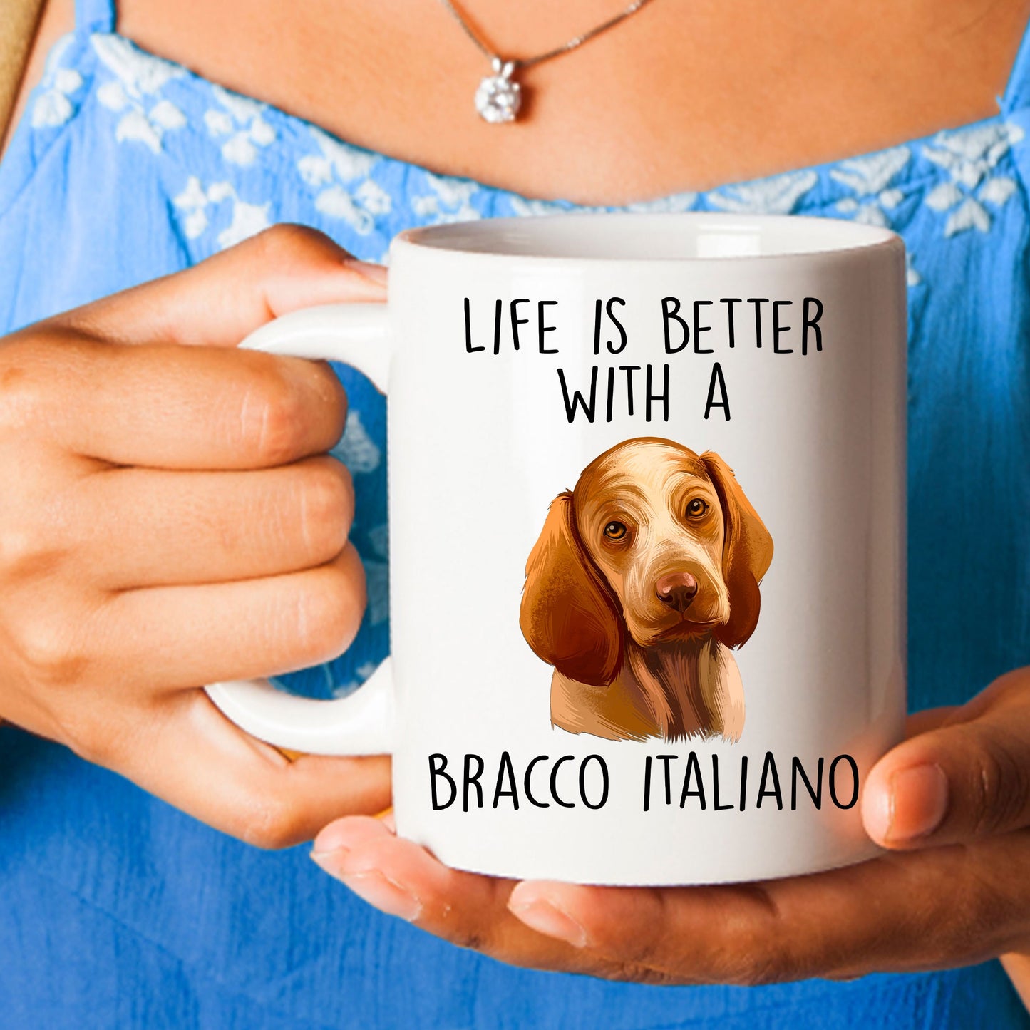 Bracco Italiano Dog Custom Ceramic Coffee Mug - Life is Better - Mallard Moon Gift Shop