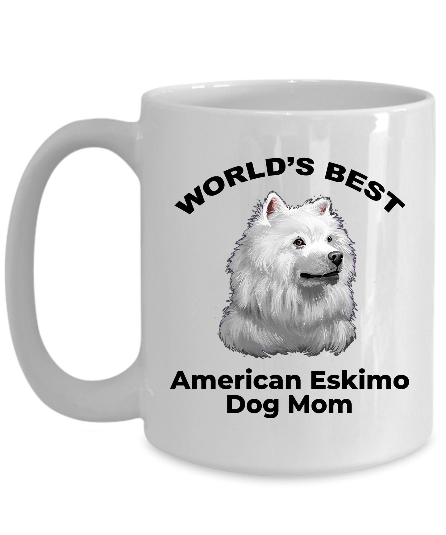 American Eskimo World's Best Dog Mom Custom Ceramic Coffee Mug - Mallard Moon Gift Shop
