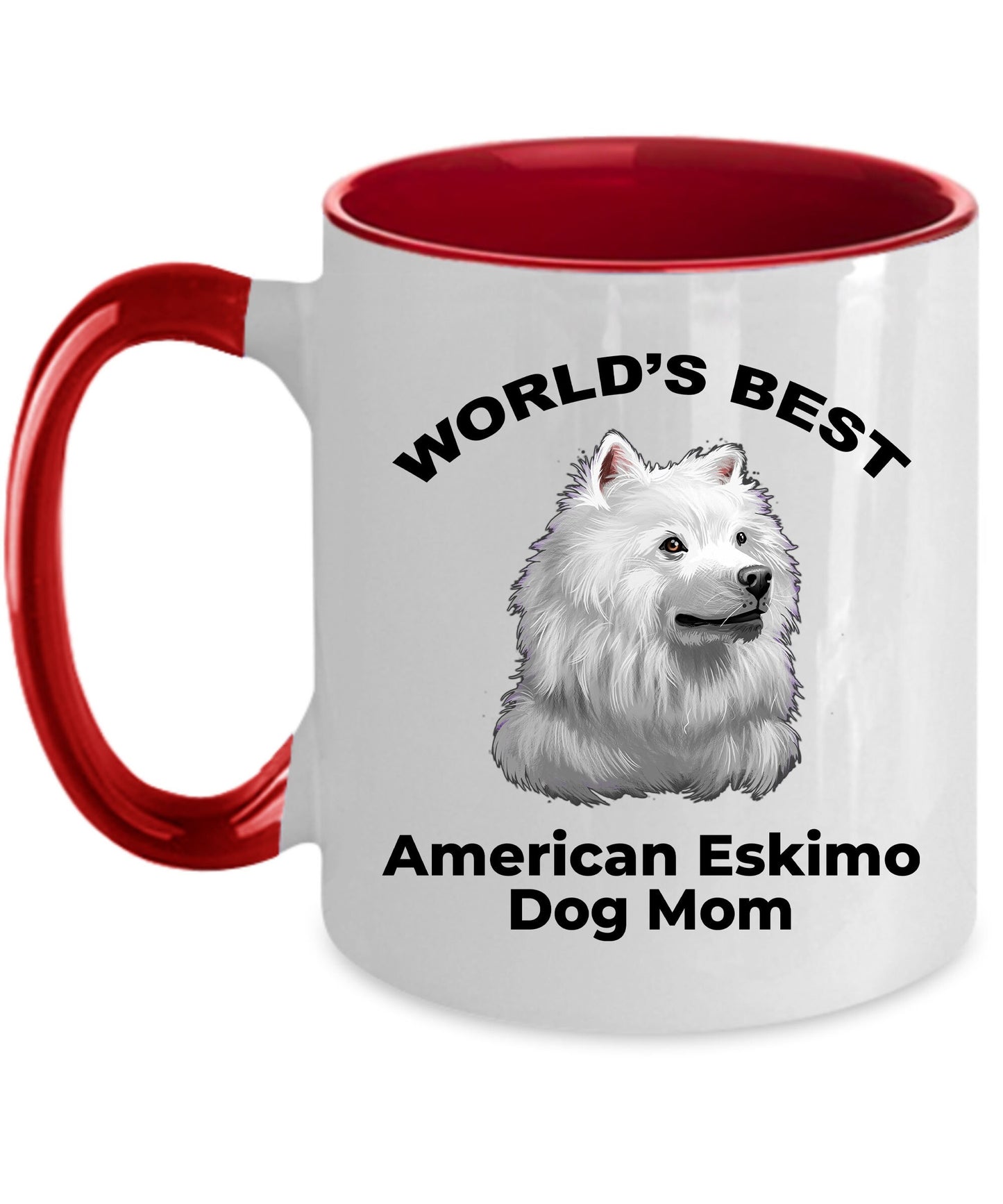 American Eskimo World's Best Dog Mom Custom Ceramic Coffee Mug - Mallard Moon Gift Shop
