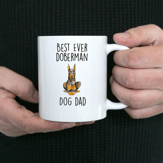 Best Ever Doberman Pinscher Dog Dad Custom Ceramic Coffee Mug - Mallard Moon Gift Shop