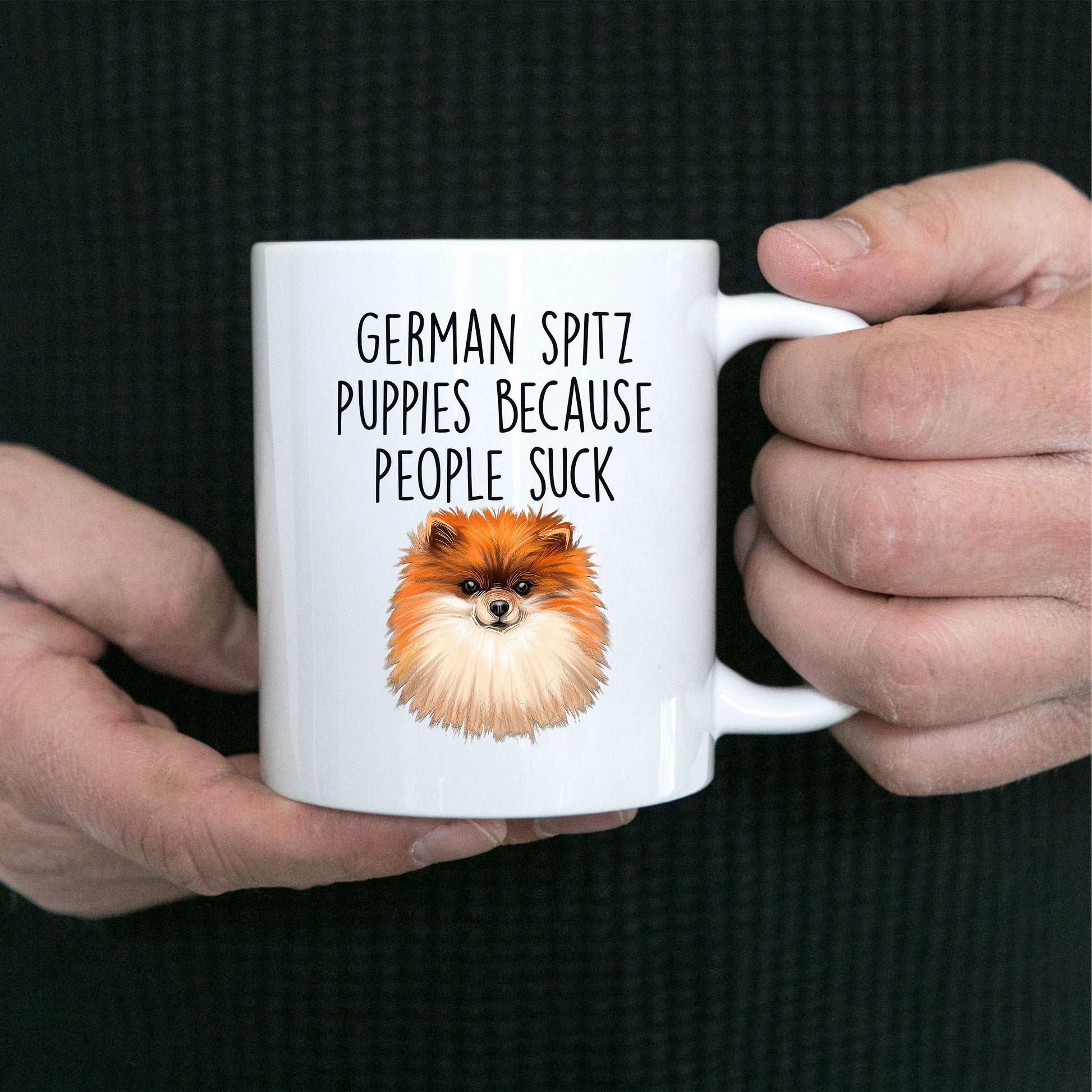 German Spitz Puppies Because People Suck Funny Custom Ceramic Mug - Mallard Moon Gift Shop
