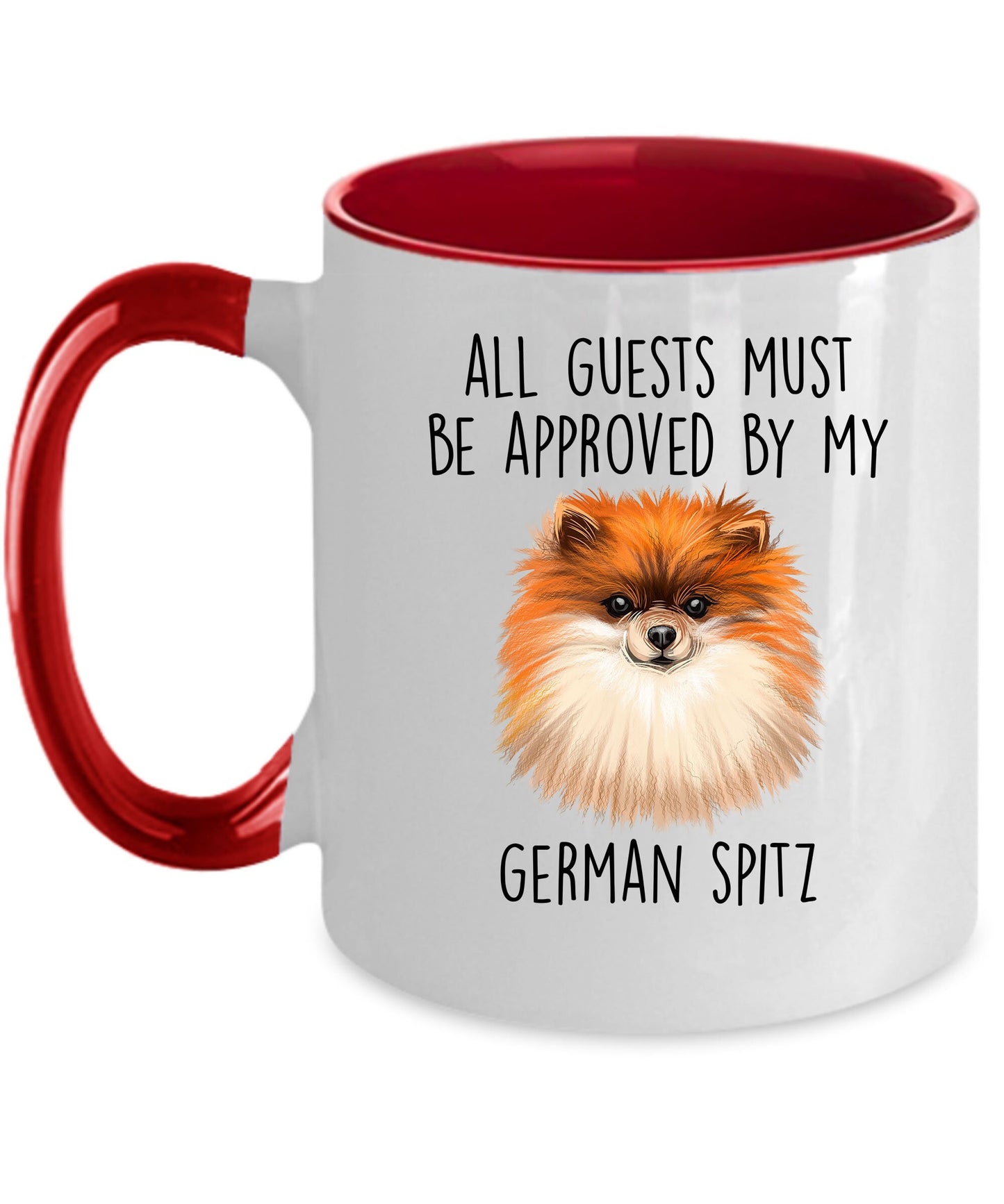 Funny German Spitz Ceramic Mug All Guests must be approved by my Dog - Mallard Moon Gift Shop