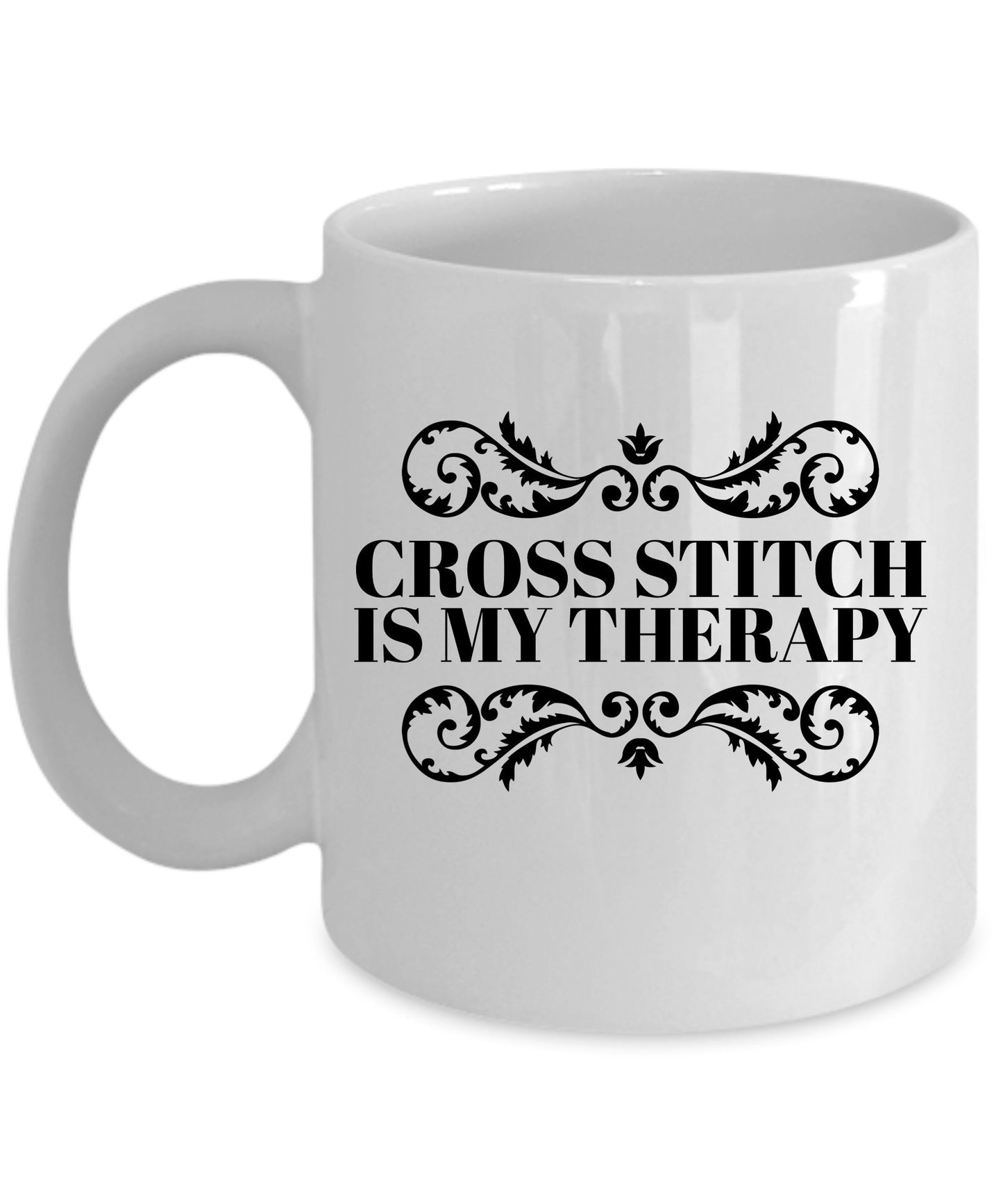 Cross Stitch Ceramic Coffee Mug Cross Stitch is My Therapy - Mallard Moon Gift Shop