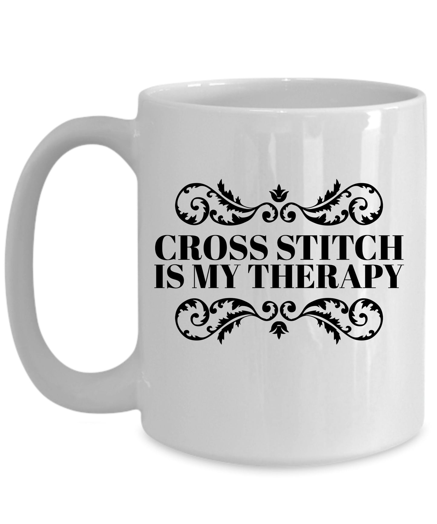 Cross Stitch Ceramic Coffee Mug Cross Stitch is My Therapy - Mallard Moon Gift Shop