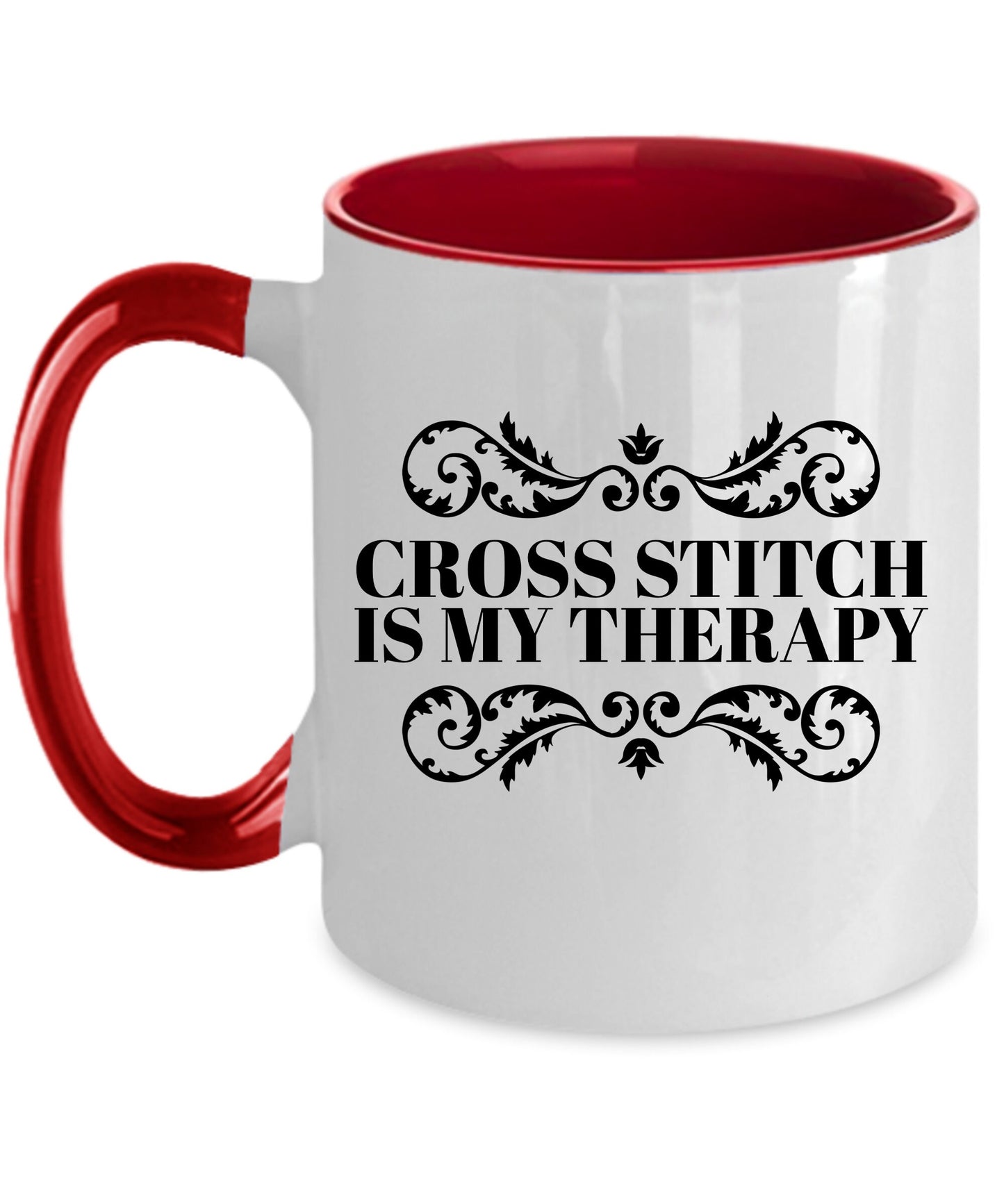 Cross Stitch Ceramic Coffee Mug Cross Stitch is My Therapy - Mallard Moon Gift Shop