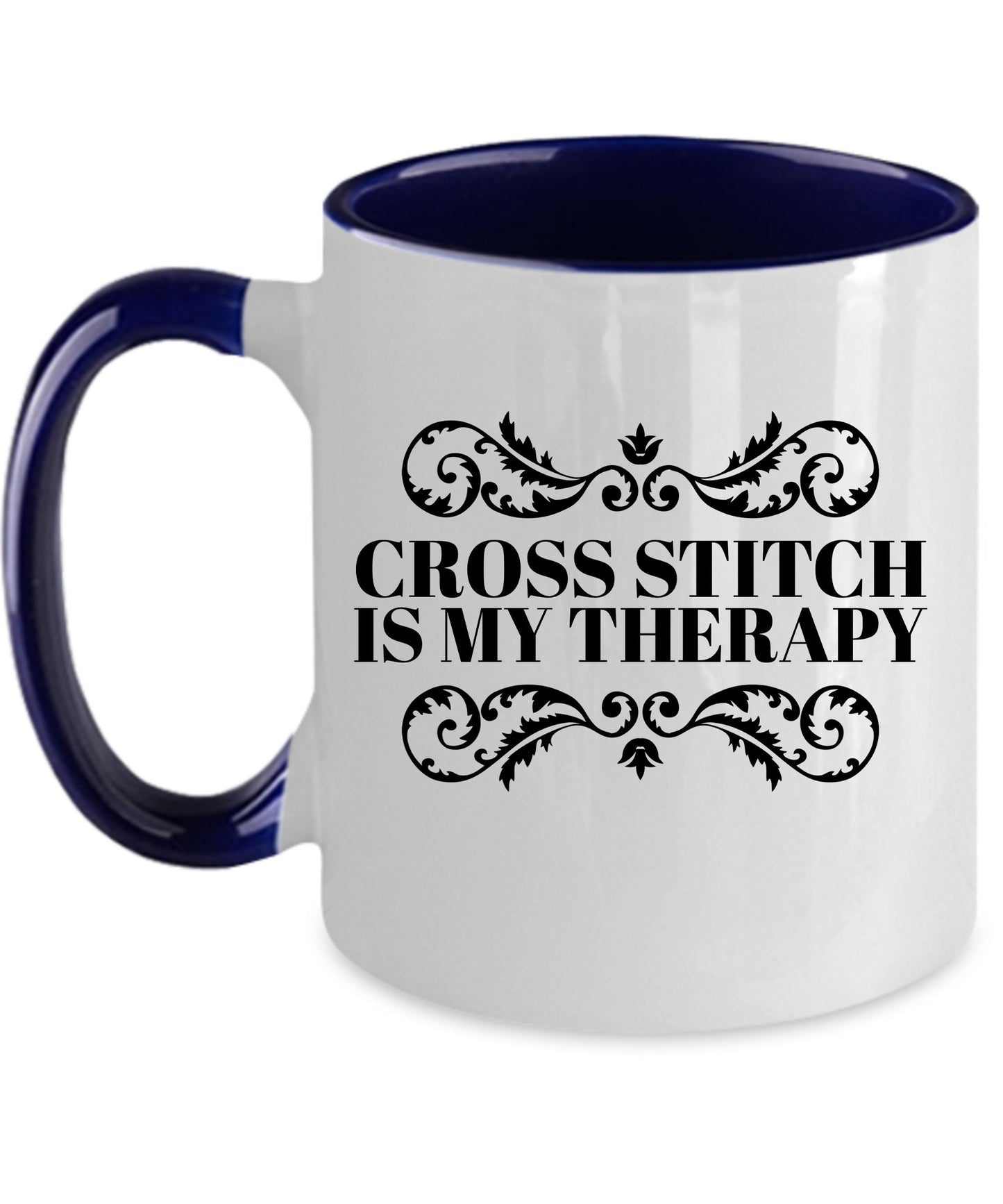Cross Stitch Ceramic Coffee Mug Cross Stitch is My Therapy - Mallard Moon Gift Shop