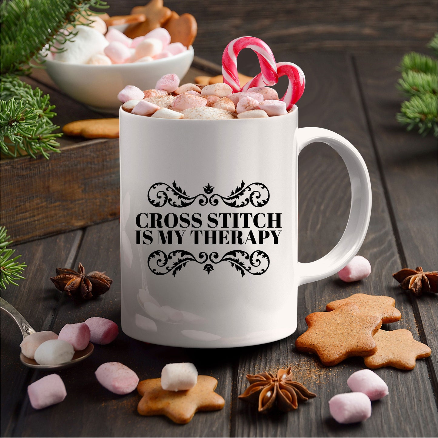 Cross Stitch Ceramic Coffee Mug Cross Stitch is My Therapy - Mallard Moon Gift Shop