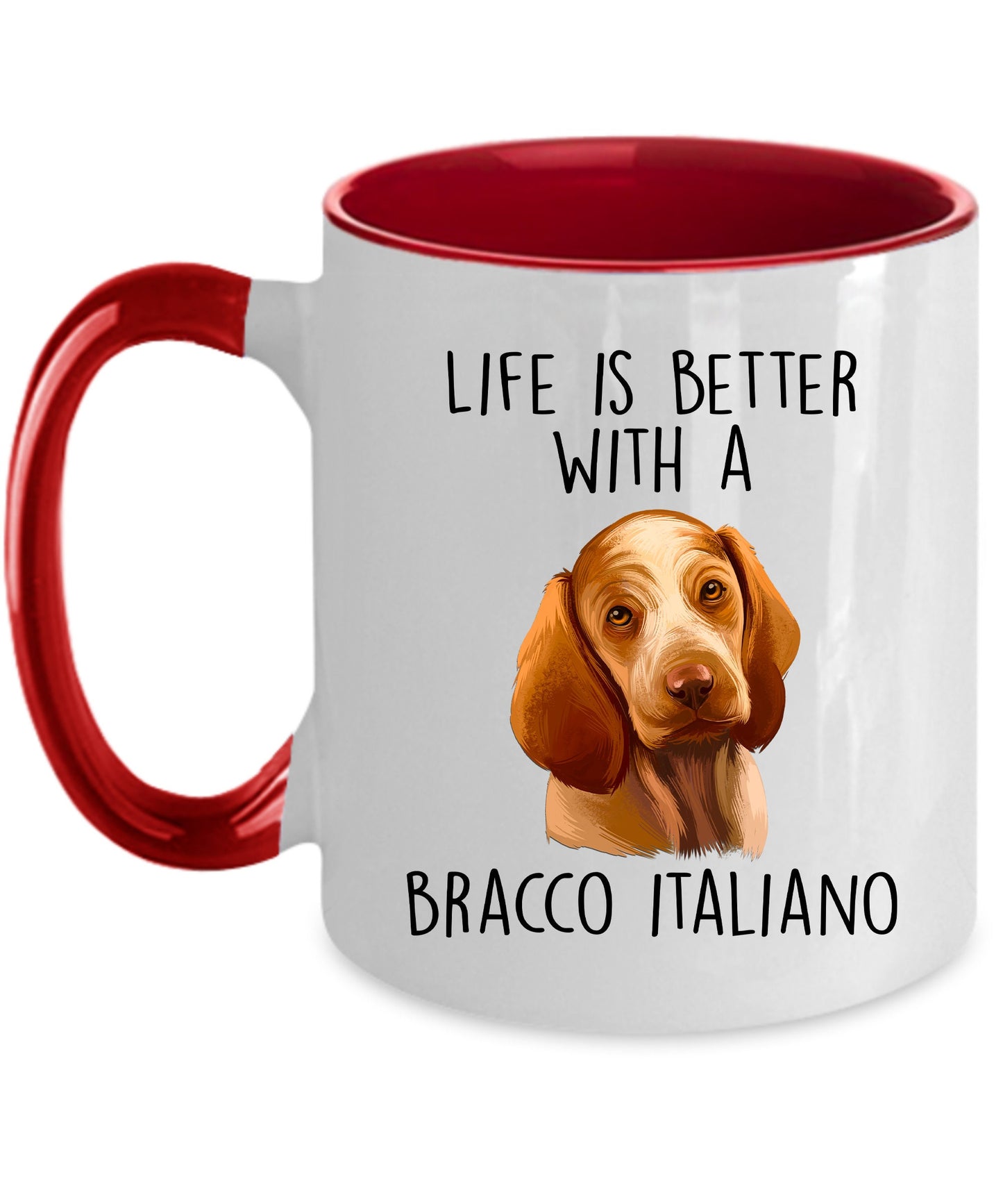 Bracco Italiano Dog Custom Ceramic Coffee Mug - Life is Better - Mallard Moon Gift Shop