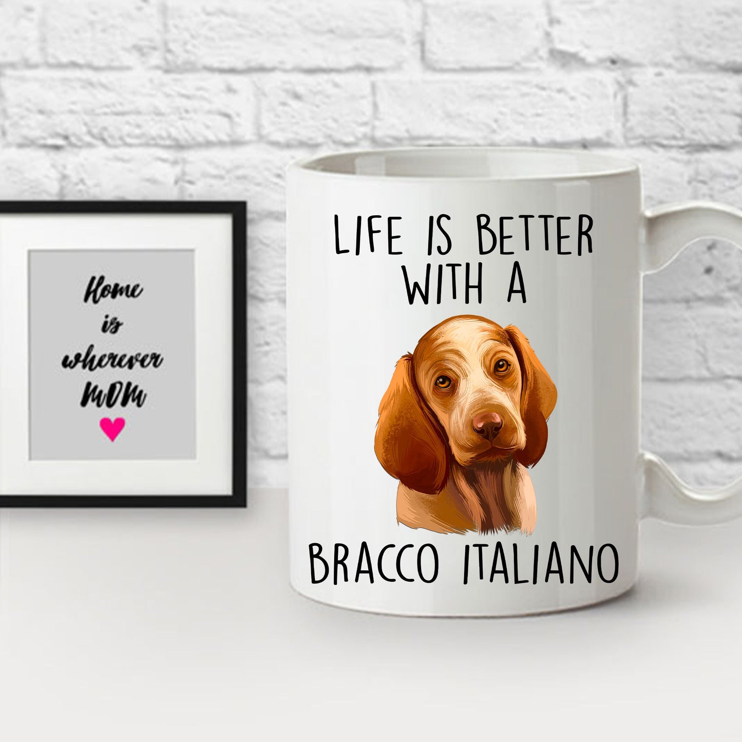 Bracco Italiano Dog Custom Ceramic Coffee Mug - Life is Better - Mallard Moon Gift Shop