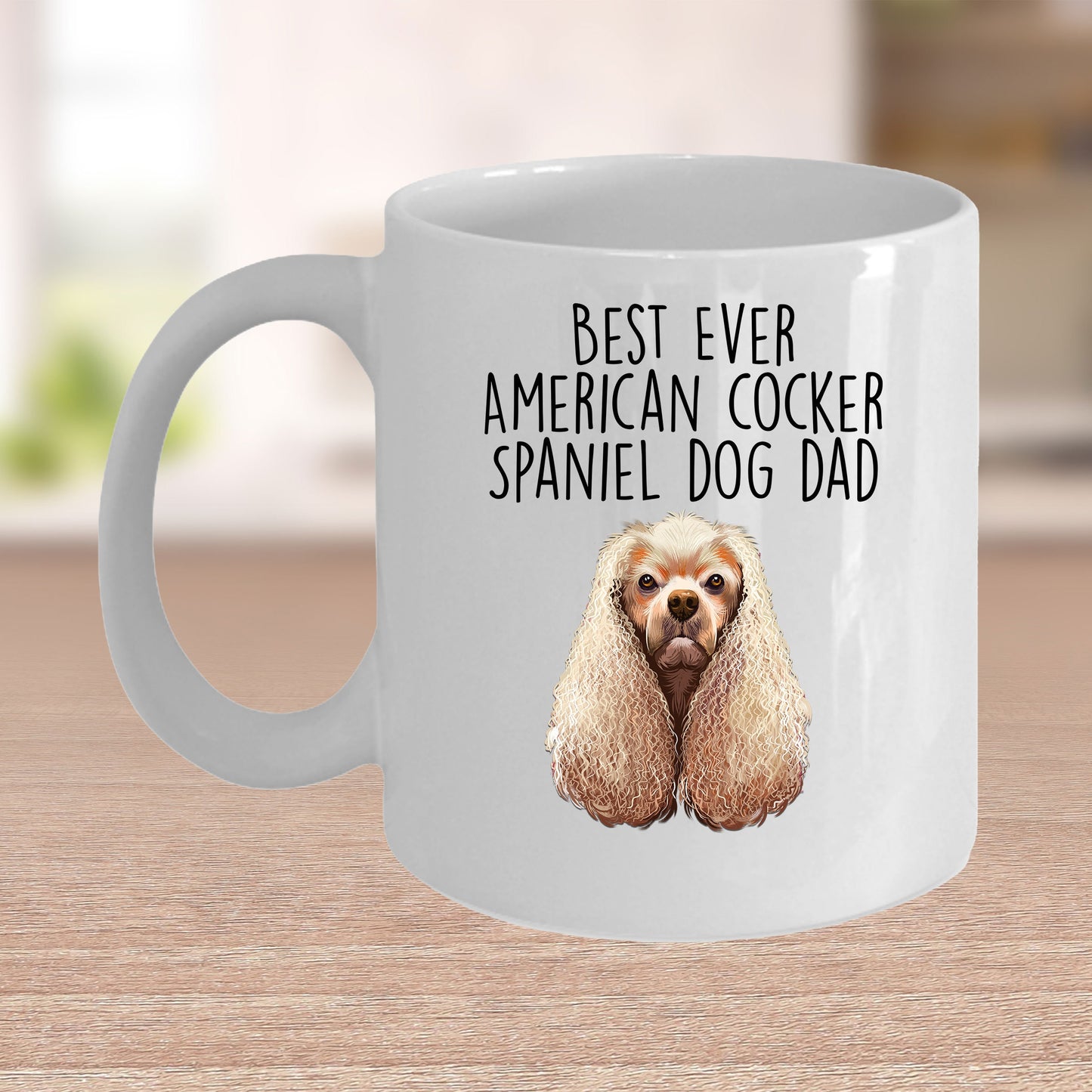 American Cocker Spaniel Best Dog Dad Ever Custom Ceramic Coffee Mug White Two-tone Birthday Father's Day Gift for Men - Mallard Moon Gift Shop