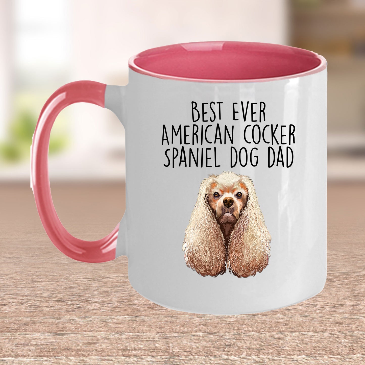 American Cocker Spaniel Best Dog Dad Ever Custom Ceramic Coffee Mug White Two-tone Birthday Father's Day Gift for Men - Mallard Moon Gift Shop