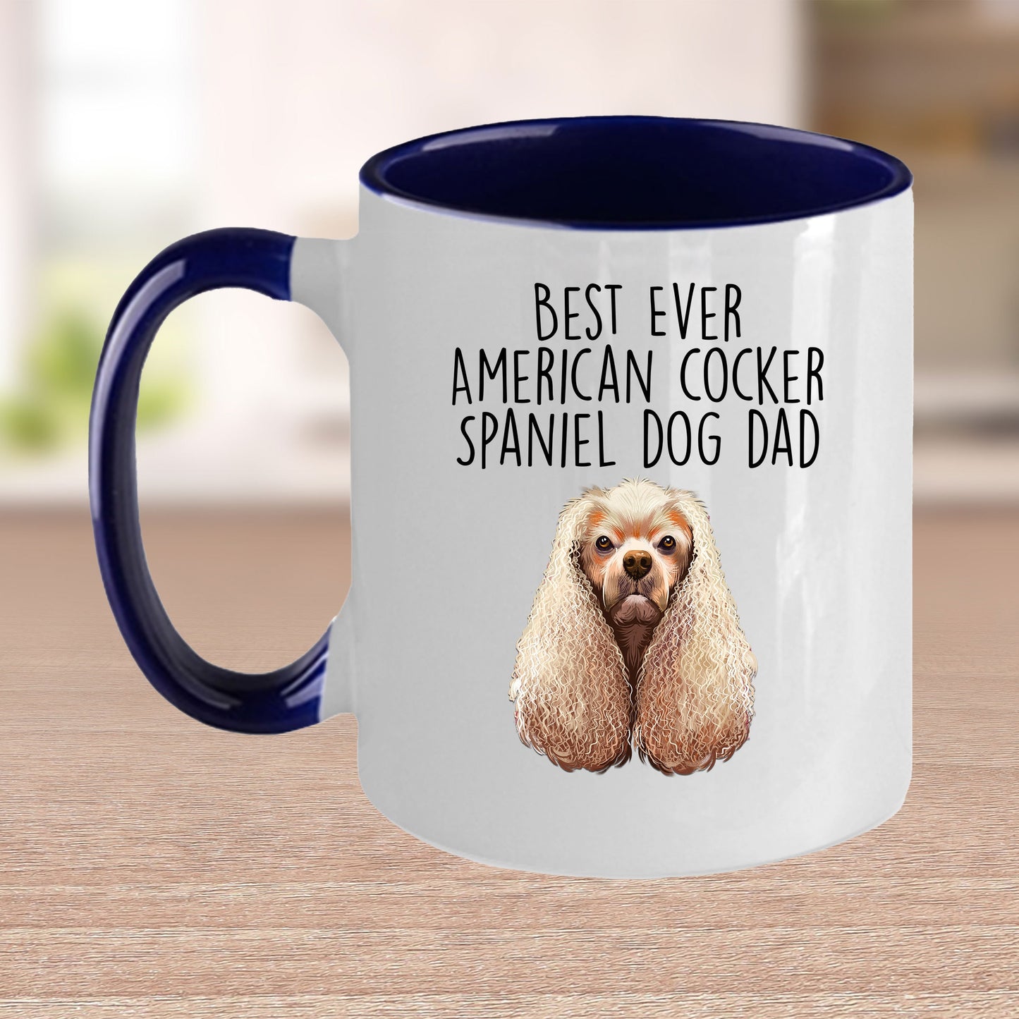American Cocker Spaniel Best Dog Dad Ever Custom Ceramic Coffee Mug White Two-tone Birthday Father's Day Gift for Men - Mallard Moon Gift Shop