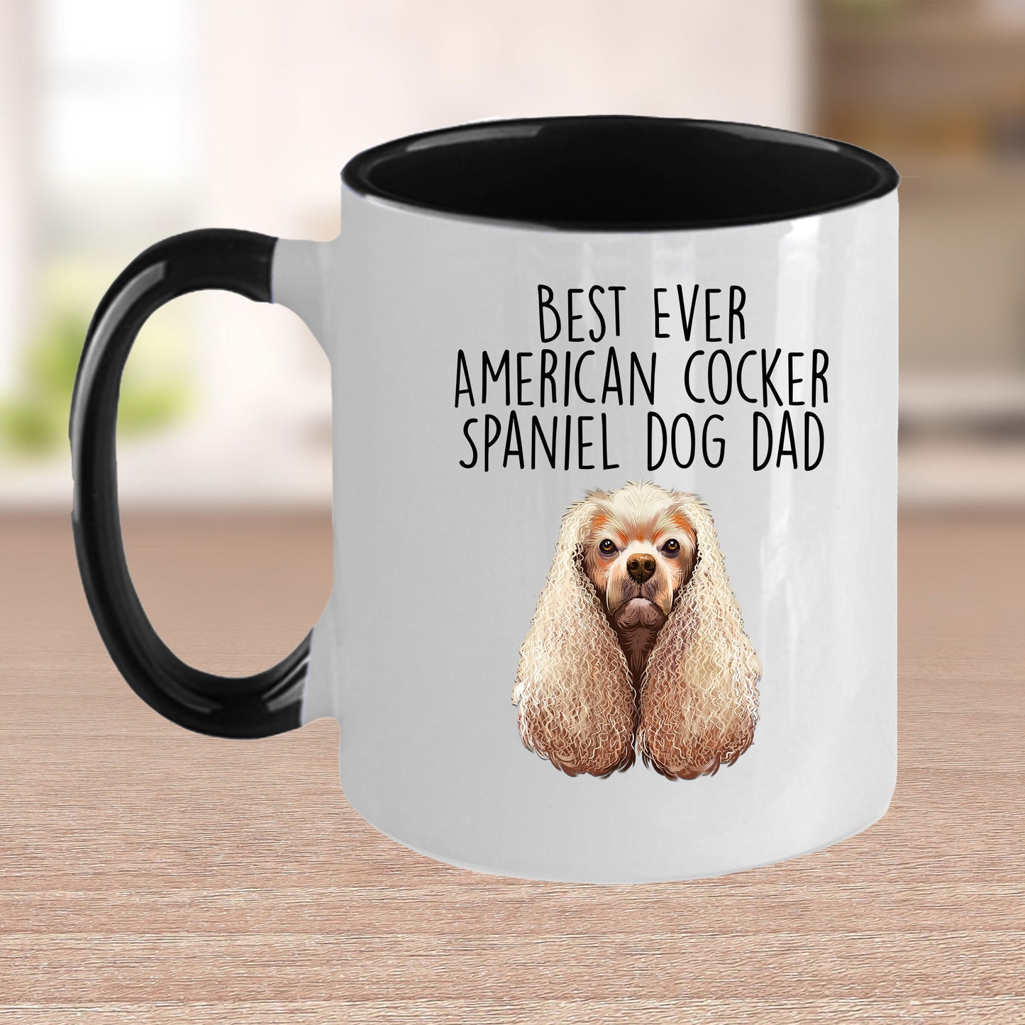 American Cocker Spaniel Best Dog Dad Ever Custom Ceramic Coffee Mug White Two-tone Birthday Father's Day Gift for Men - Mallard Moon Gift Shop