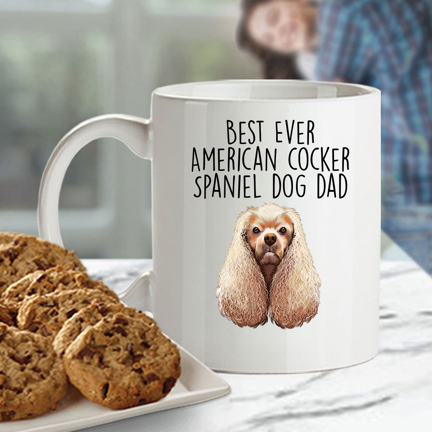American Cocker Spaniel Best Dog Dad Ever Custom Ceramic Coffee Mug White Two-tone Birthday Father's Day Gift for Men - Mallard Moon Gift Shop