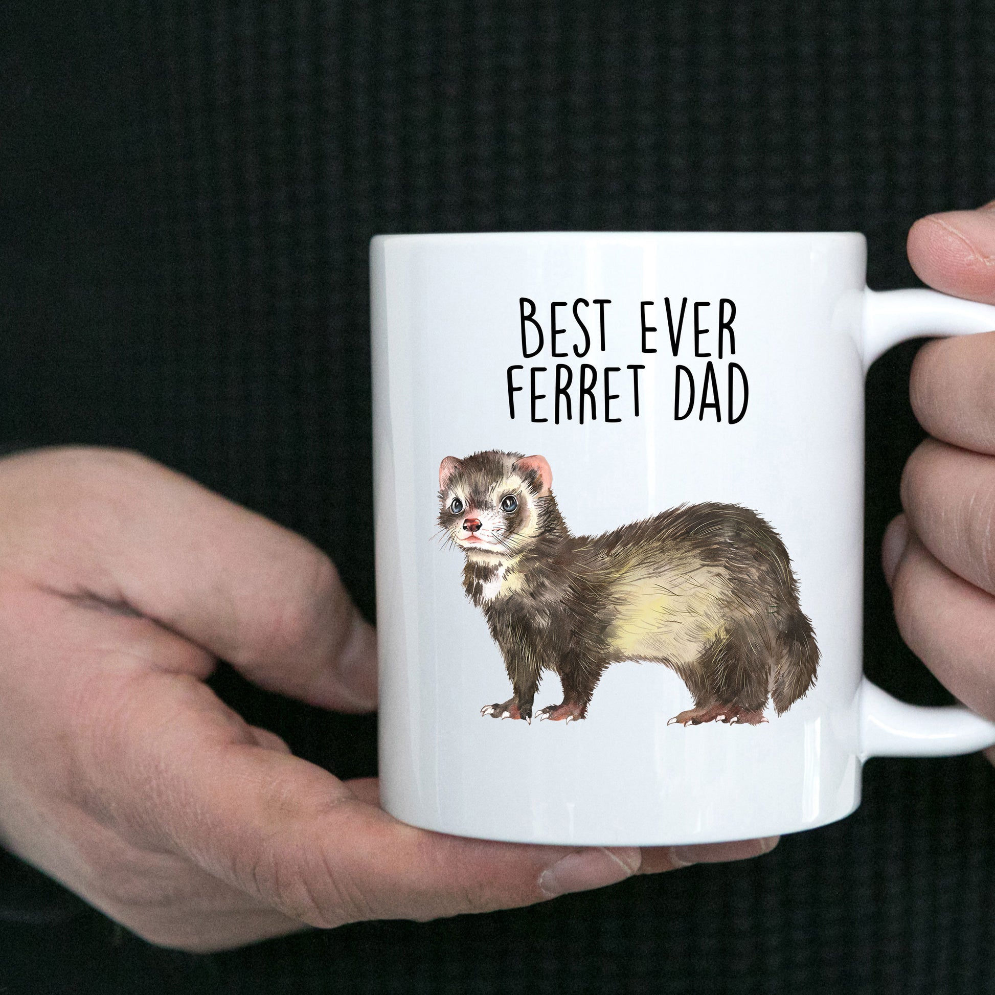 Ferret Best Dad or Mom Ever Custom coffee mug - white ceramic and two tone color - Mallard Moon Gift Shop