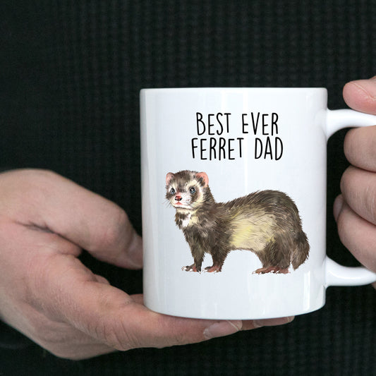 Ferret Best Dad or Mom Ever Custom coffee mug - white ceramic and two tone color - Mallard Moon Gift Shop