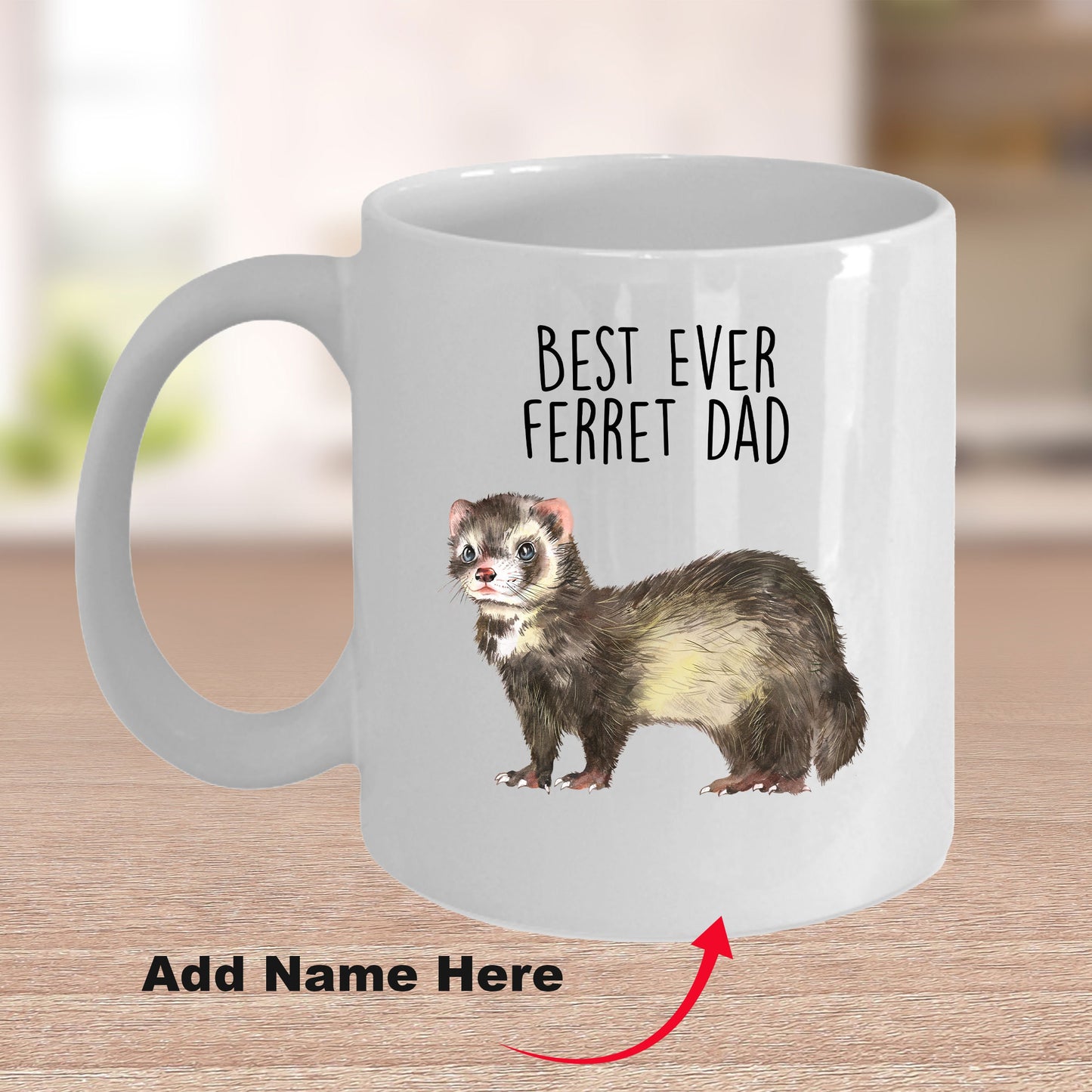 Ferret Best Dad or Mom Ever Custom coffee mug - white ceramic and two tone color - Mallard Moon Gift Shop