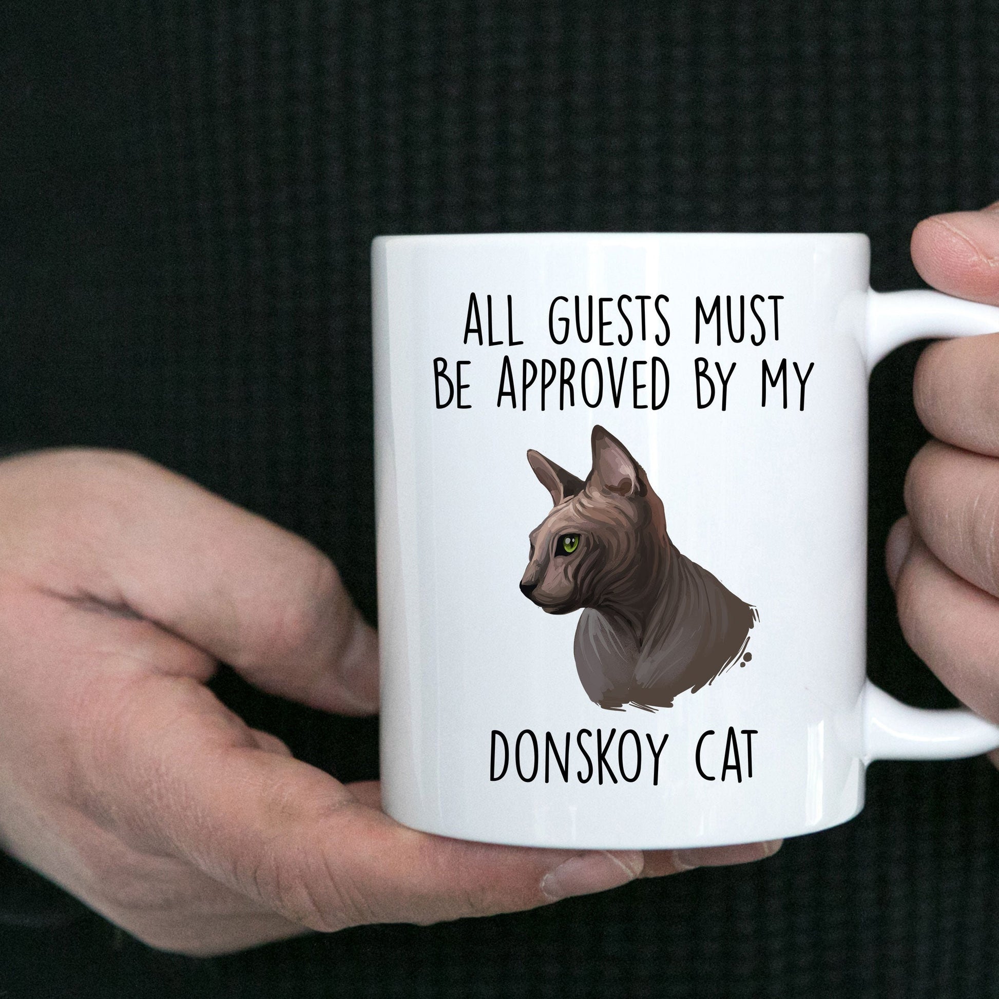 Donskoy Cat Funny Coffee Mug - All Guests Must Be Approved - Mallard Moon Gift Shop