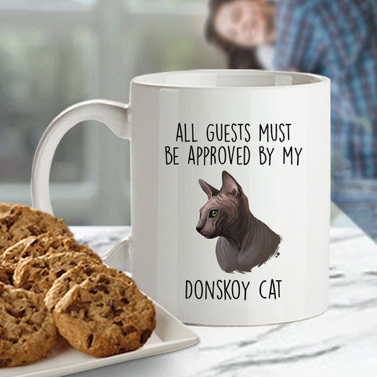 Donskoy Cat Funny Coffee Mug - All Guests Must Be Approved - Mallard Moon Gift Shop