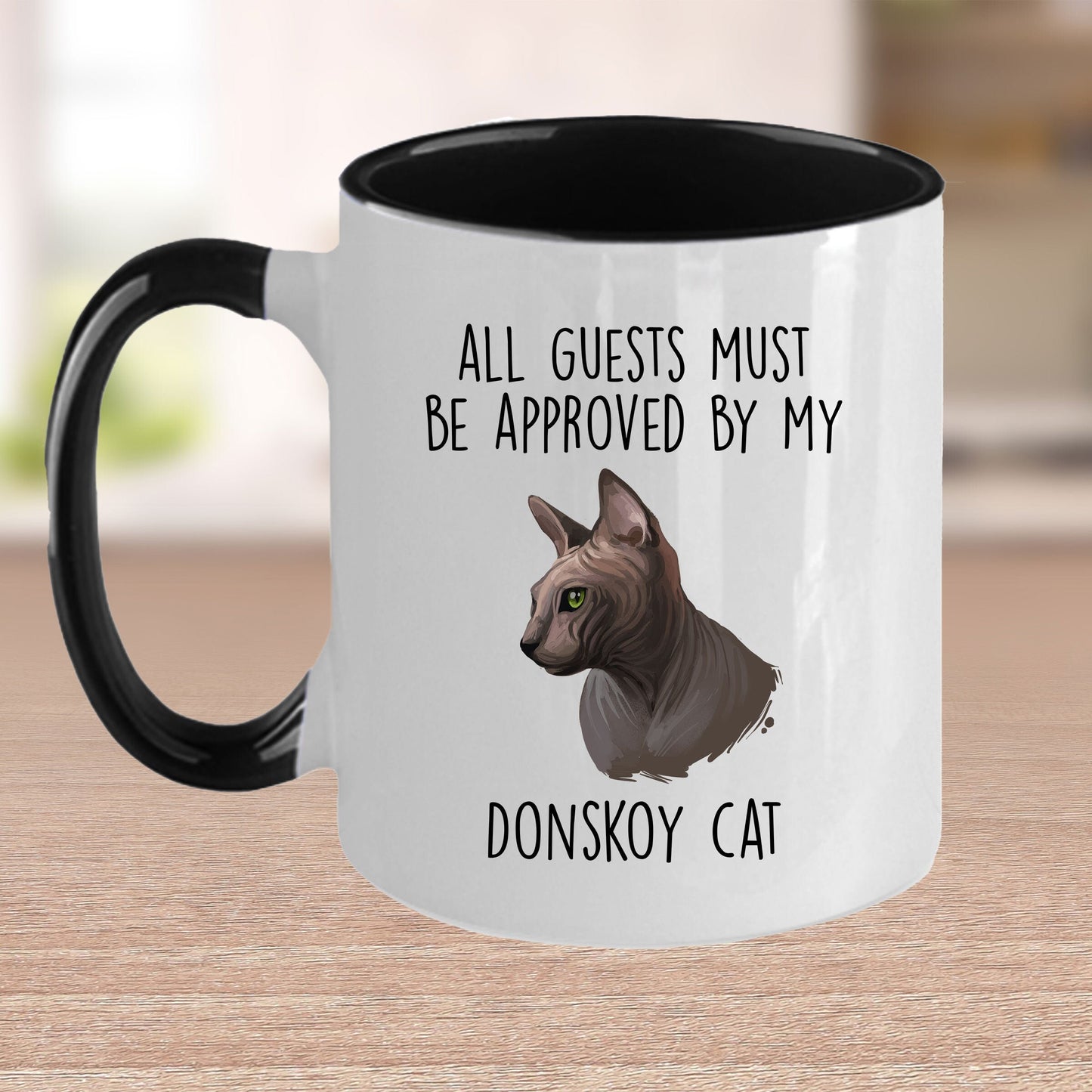 Donskoy Cat Funny Coffee Mug - All Guests Must Be Approved - Mallard Moon Gift Shop