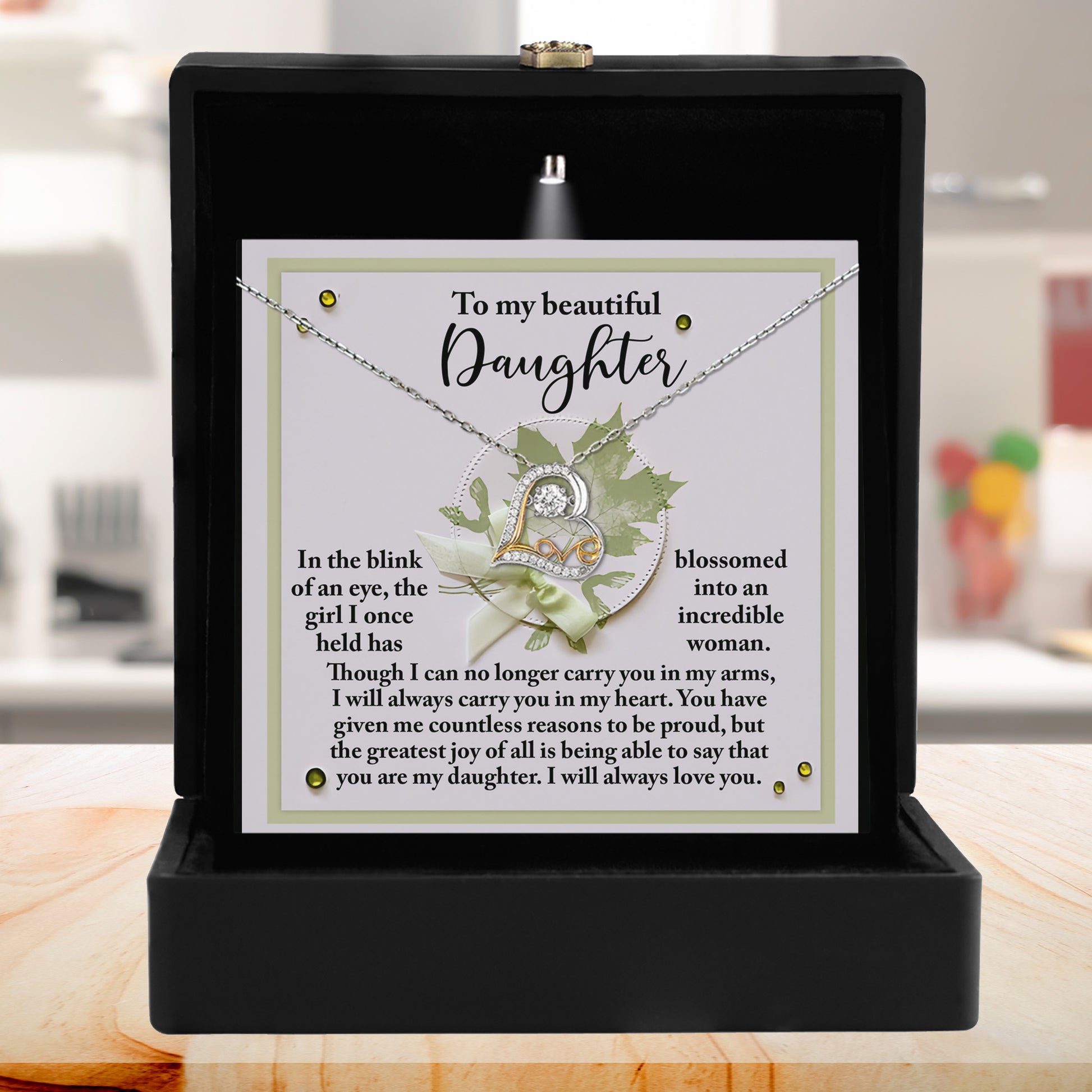 Daughter Birthday, Graduation, Christmas Inspirational Gift  - Incredible Woman - Love Dancing Heart Pendant Necklace - Mallard Moon Gift Shop