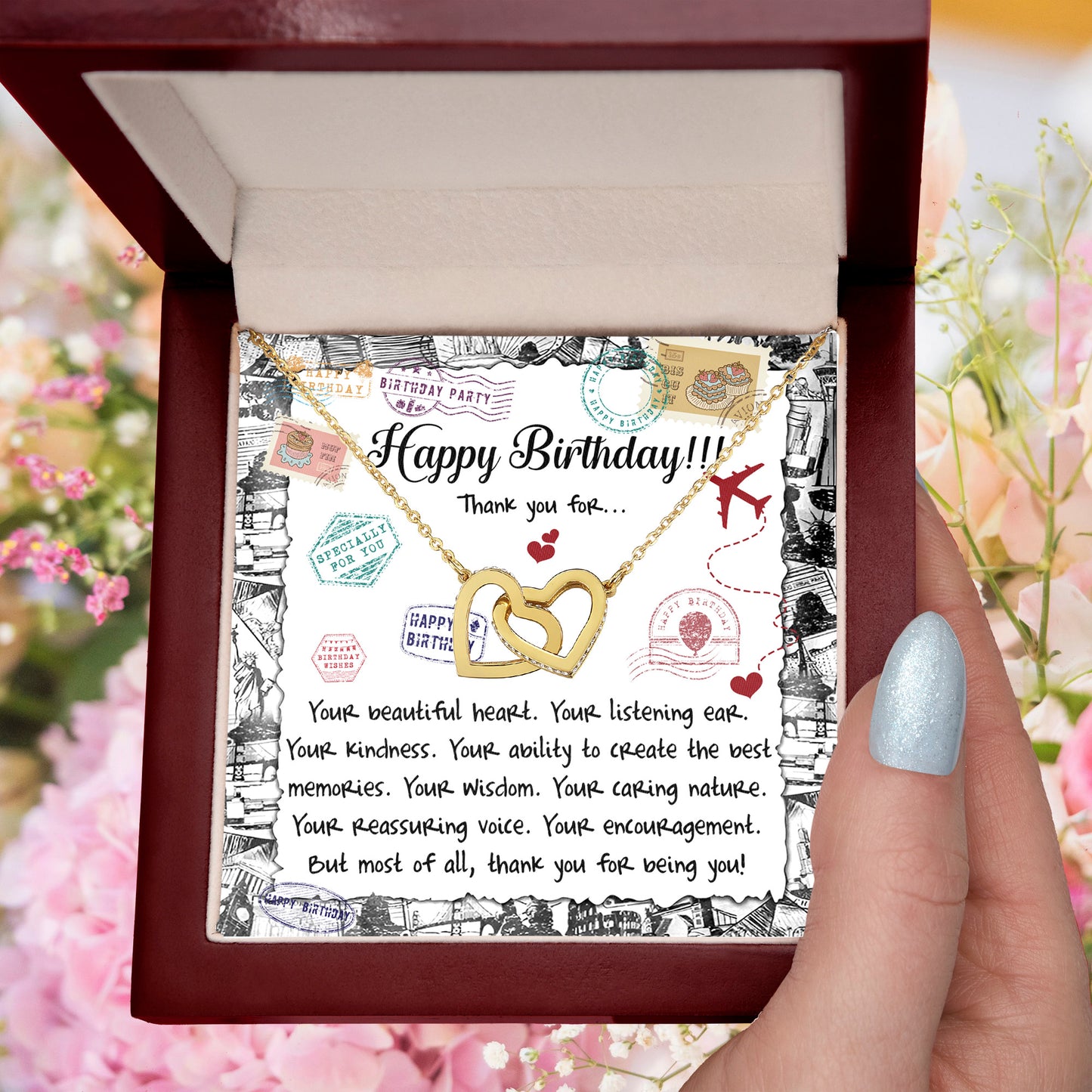Happy Birthday Daughter Interlocking Hearts Necklace – Thank You for Being You | Meaningful Birthday Gift from Parent - Mallard Moon Gift Shop