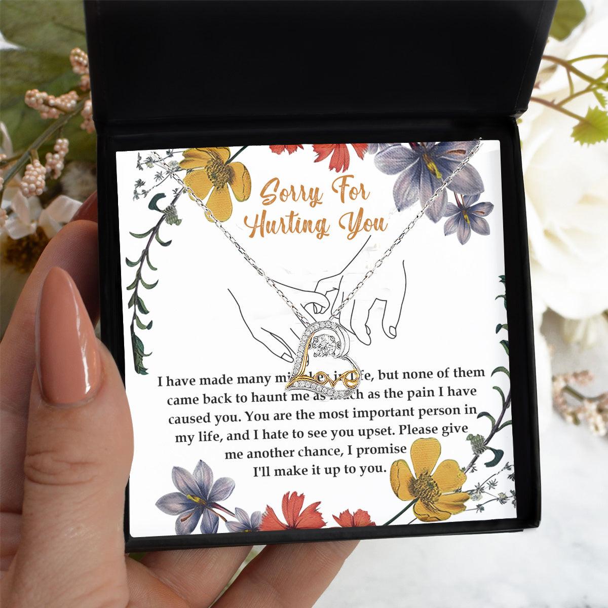 Apology Gift for Girlfriend, Wife, Soulmate- Sorry, Haunt Me - Love Dancing Heart Pendant Necklace - Mallard Moon Gift Shop