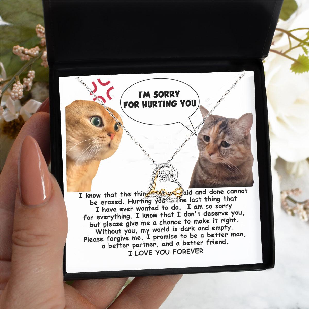 Apology Gift for Girlfriend, Wife, Soulmate - Sorry, Make It Right - Love Dancing Heart Pendant Necklace - Mallard Moon Gift Shop
