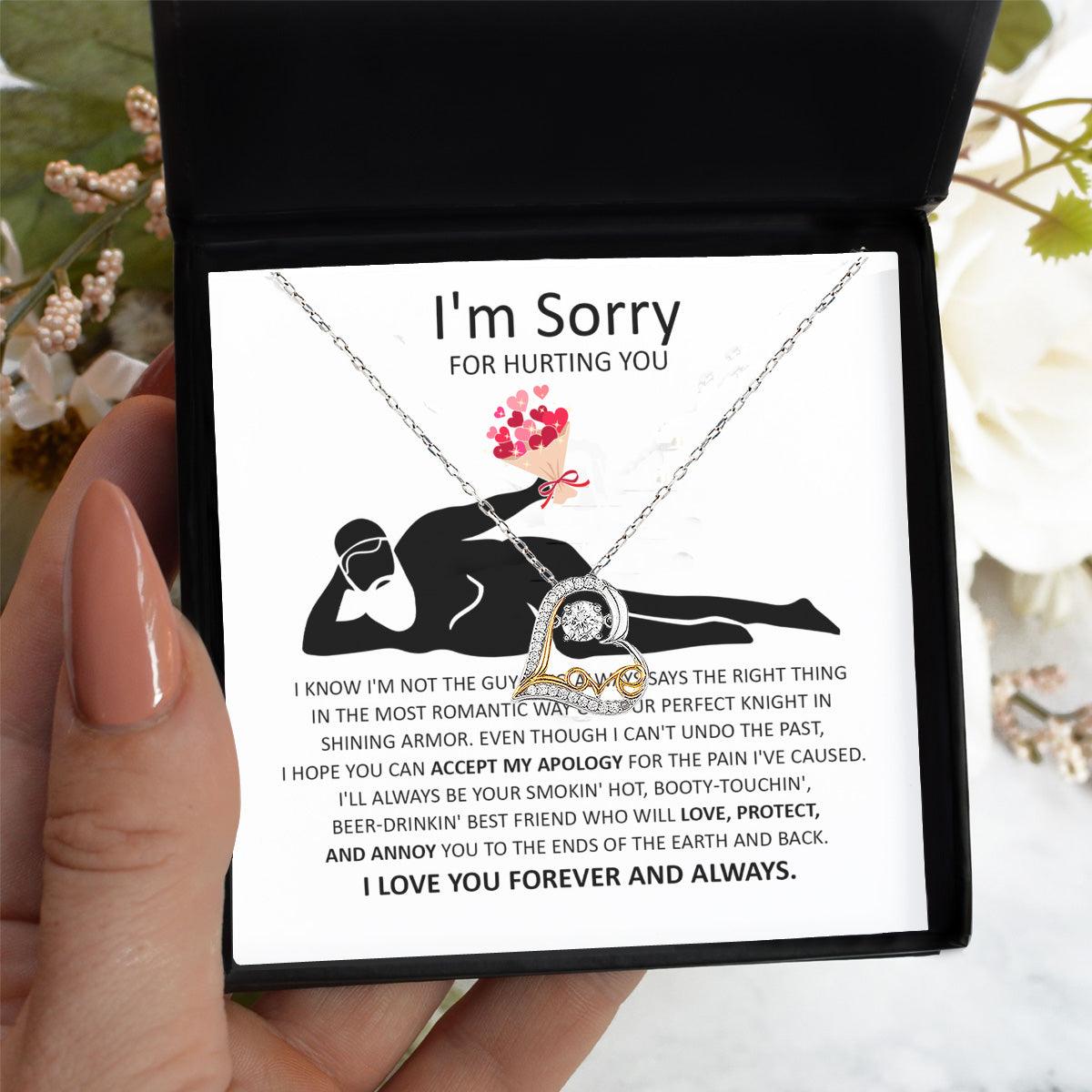 Apology Gift for Girlfriend, Wife, Soulmate - Sorry, The Most Romantic - Love Dancing Heart Pendant Necklace - Mallard Moon Gift Shop