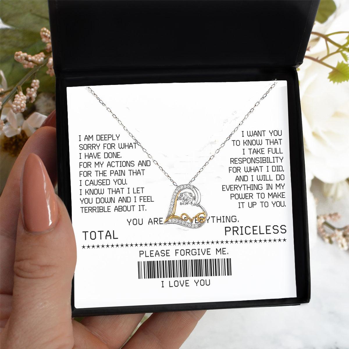 Apology Gift for Girlfriend, Wife, Soulmate - Sorry, Make It Up - Love Heart Pendant Necklace - Mallard Moon Gift Shop