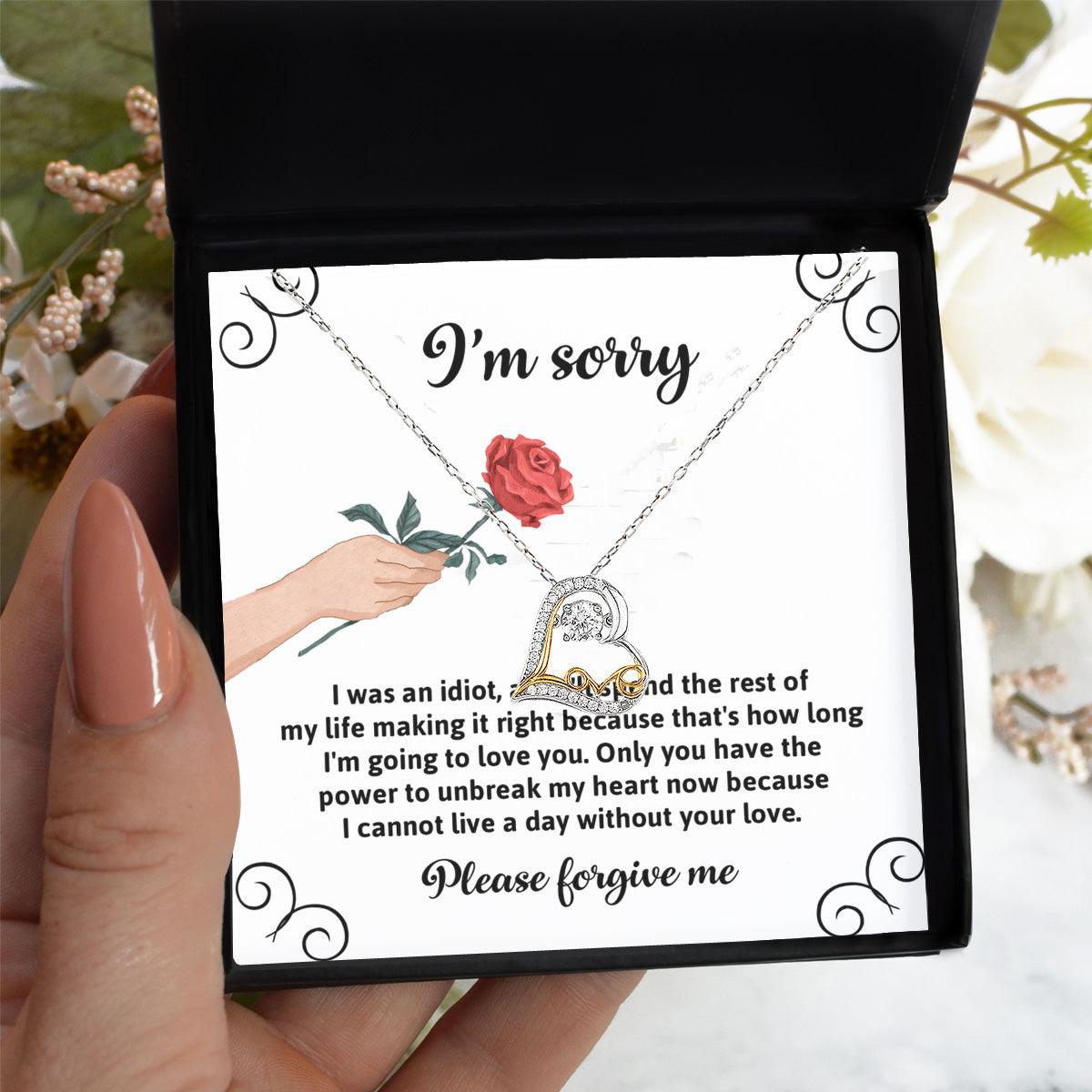 Apology Gift for Girlfriend, Wife, Soulmate - Sorry, Making It Right - Love Heart Pendant Necklace - Mallard Moon Gift Shop