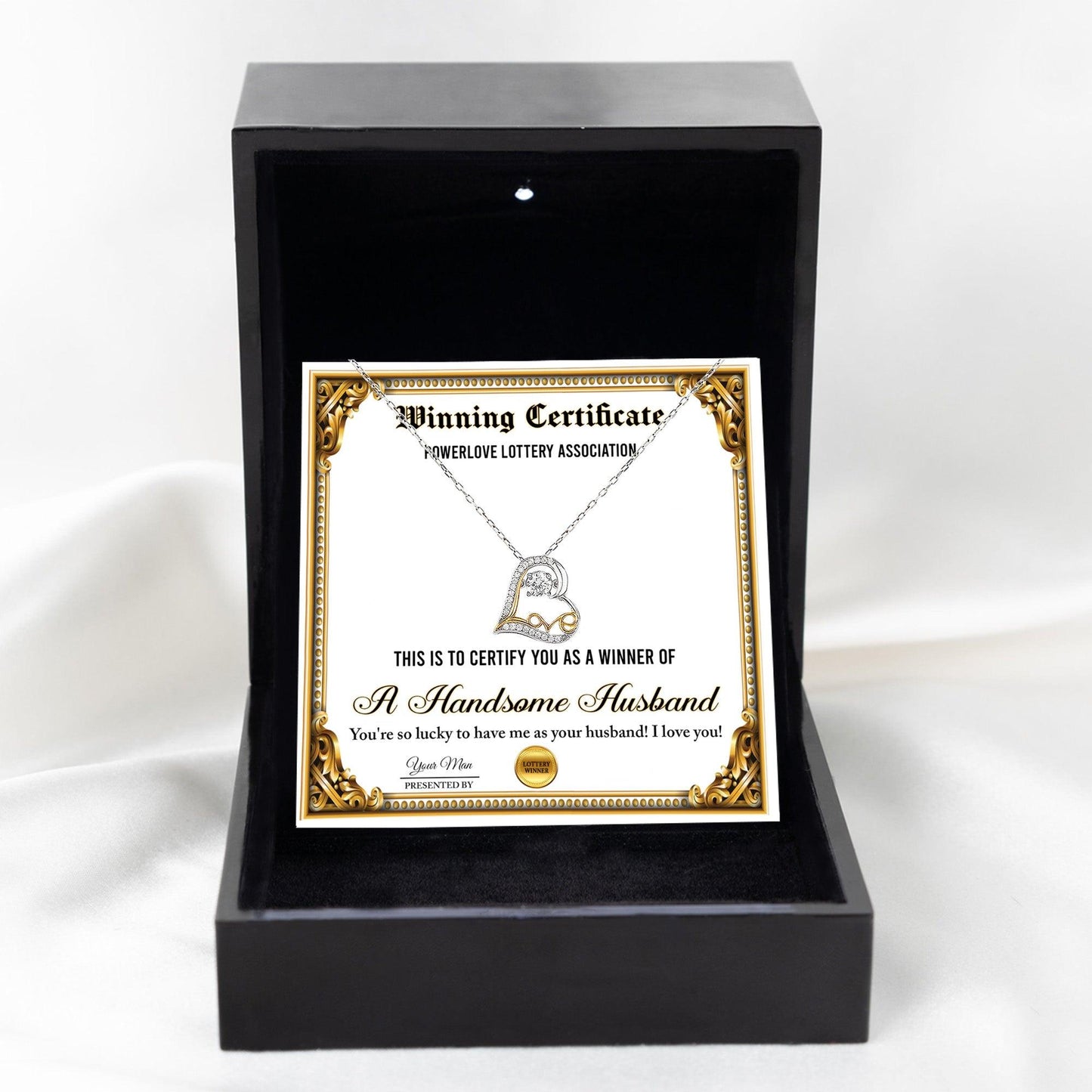 Wife Wedding Day, Anniversary, Birthday Gift - Winning Certificate - Love Dancing Heart Pendant Necklace - Mallard Moon Gift Shop