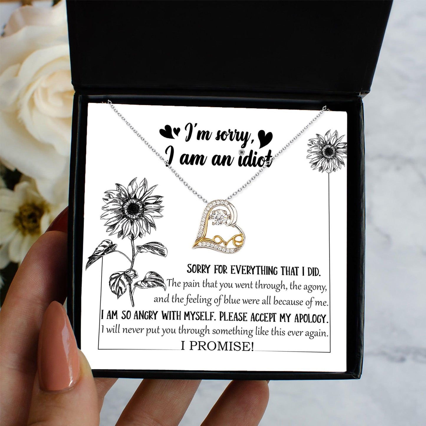 Apology Gift for Girlfriend, Wife, Soulmate - Sorry, Feeling Blue - Love Dancing Heart Pendant Necklace - Mallard Moon Gift Shop