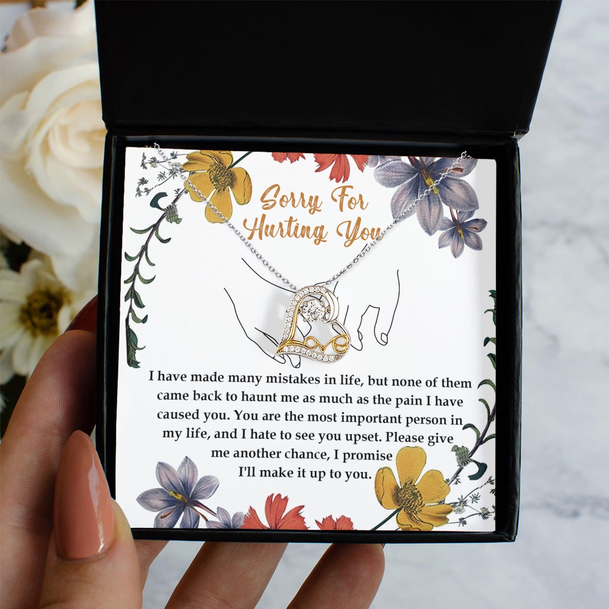 Apology Gift for Girlfriend, Wife, Soulmate- Sorry, Haunt Me - Love Dancing Heart Pendant Necklace - Mallard Moon Gift Shop