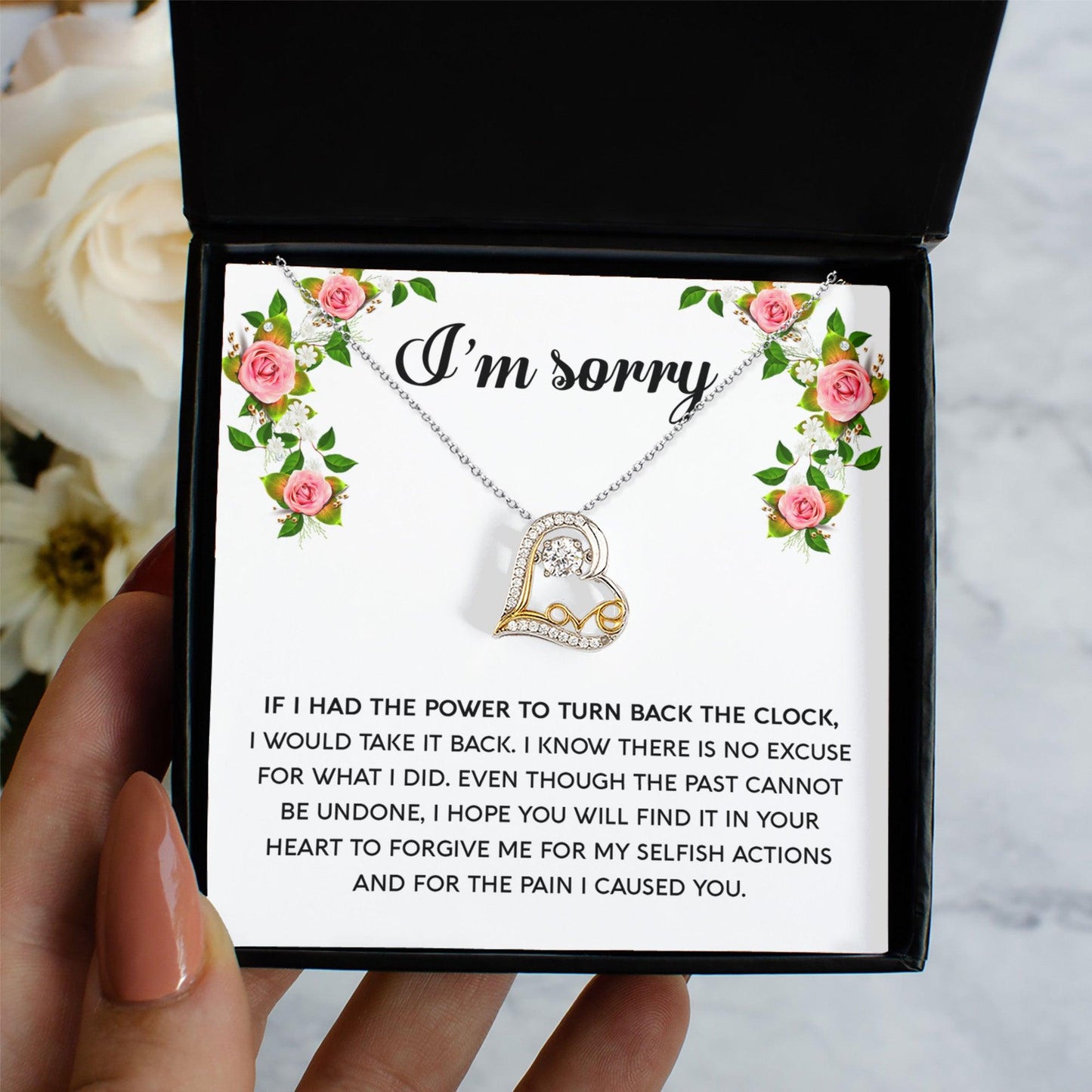 Gift for Girlfriend, Wife - Sorry, Make It Right - Love Heart Pendant Necklace - Mallard Moon Gift Shop