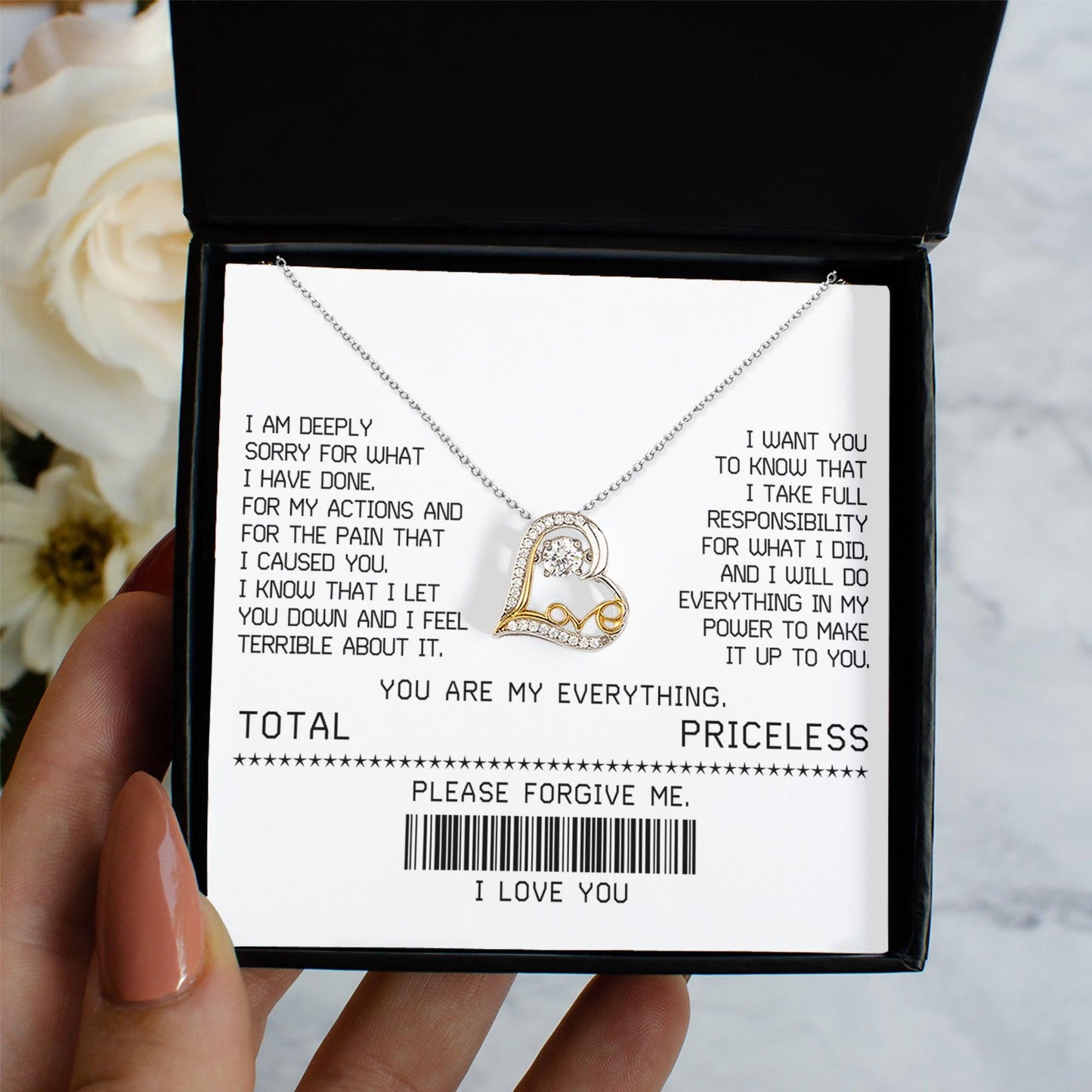 Apology Gift for Girlfriend, Wife, Soulmate - Sorry, Make It Up - Love Heart Pendant Necklace - Mallard Moon Gift Shop