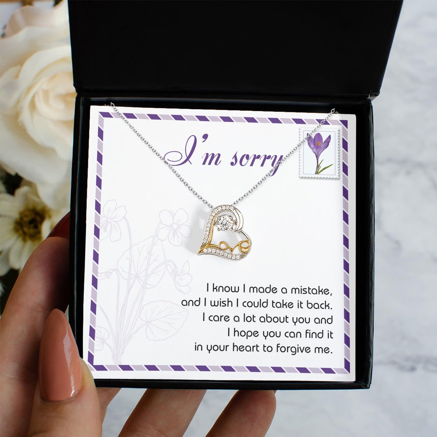Gift for Girlfriend, Wife - Sorry, Take It Back - Love Heart Pendant Necklace - Mallard Moon Gift Shop