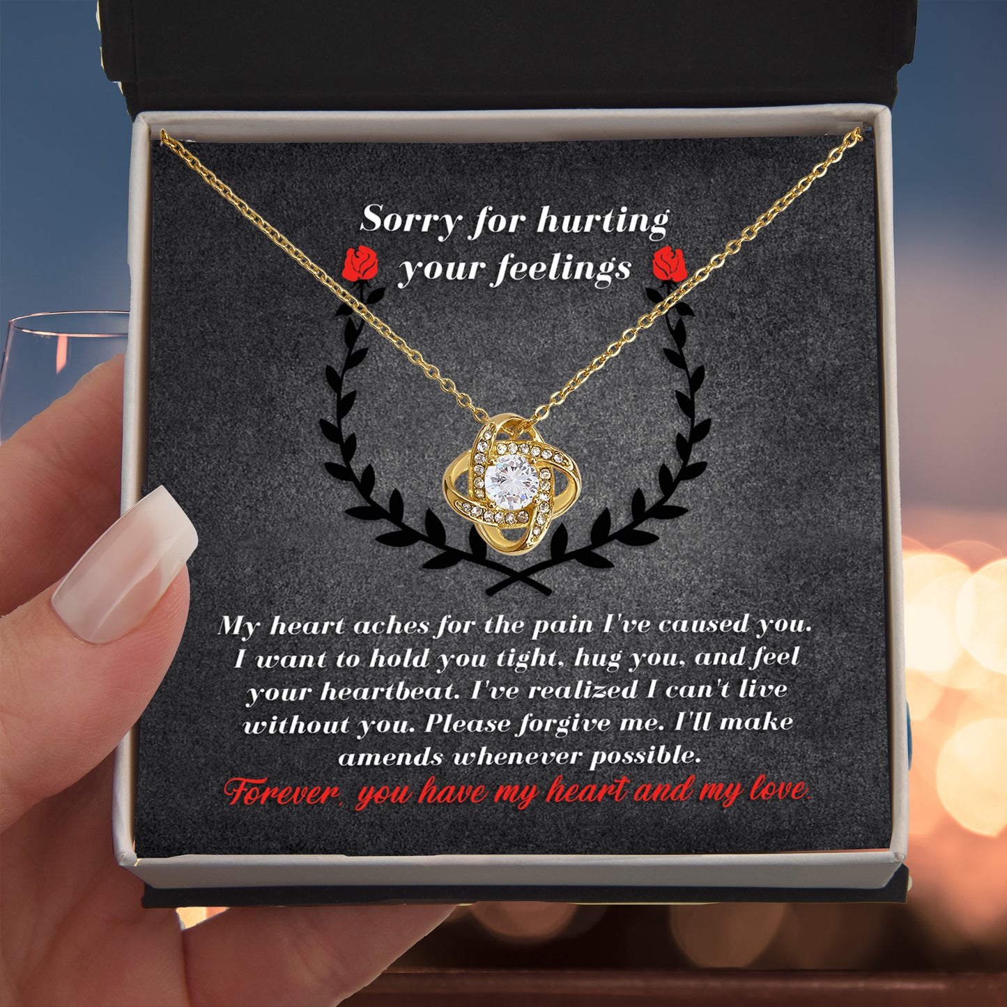 Apology Gift for Girlfriend, Wife, Soulmate - Sorry, Make Amends - Love Knot Pendant Necklace - Mallard Moon