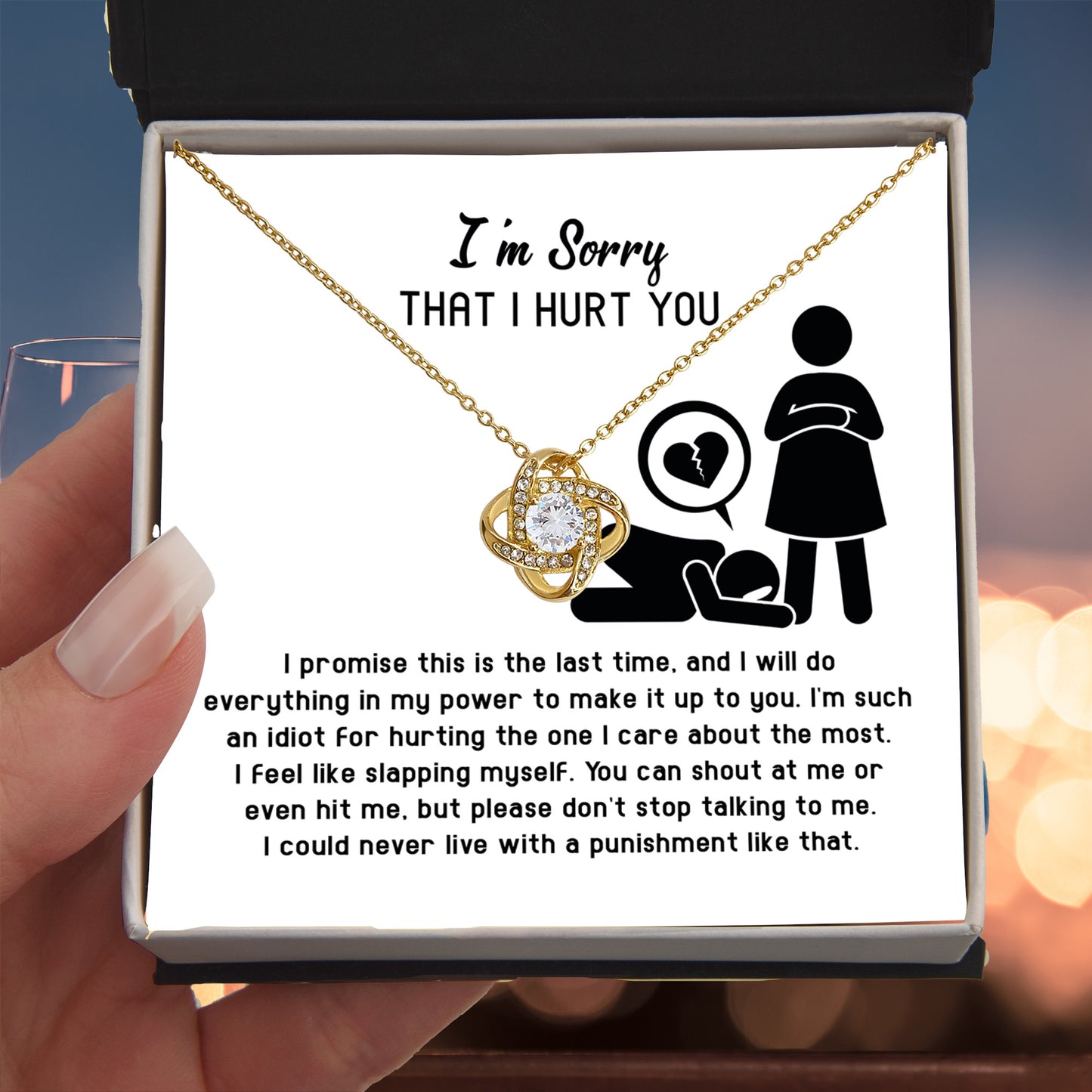 Apology Gift for Girlfriend, Wife, Soulmate - Sorry, Please Don't Stop Talking - Love Knot Pendant Necklace