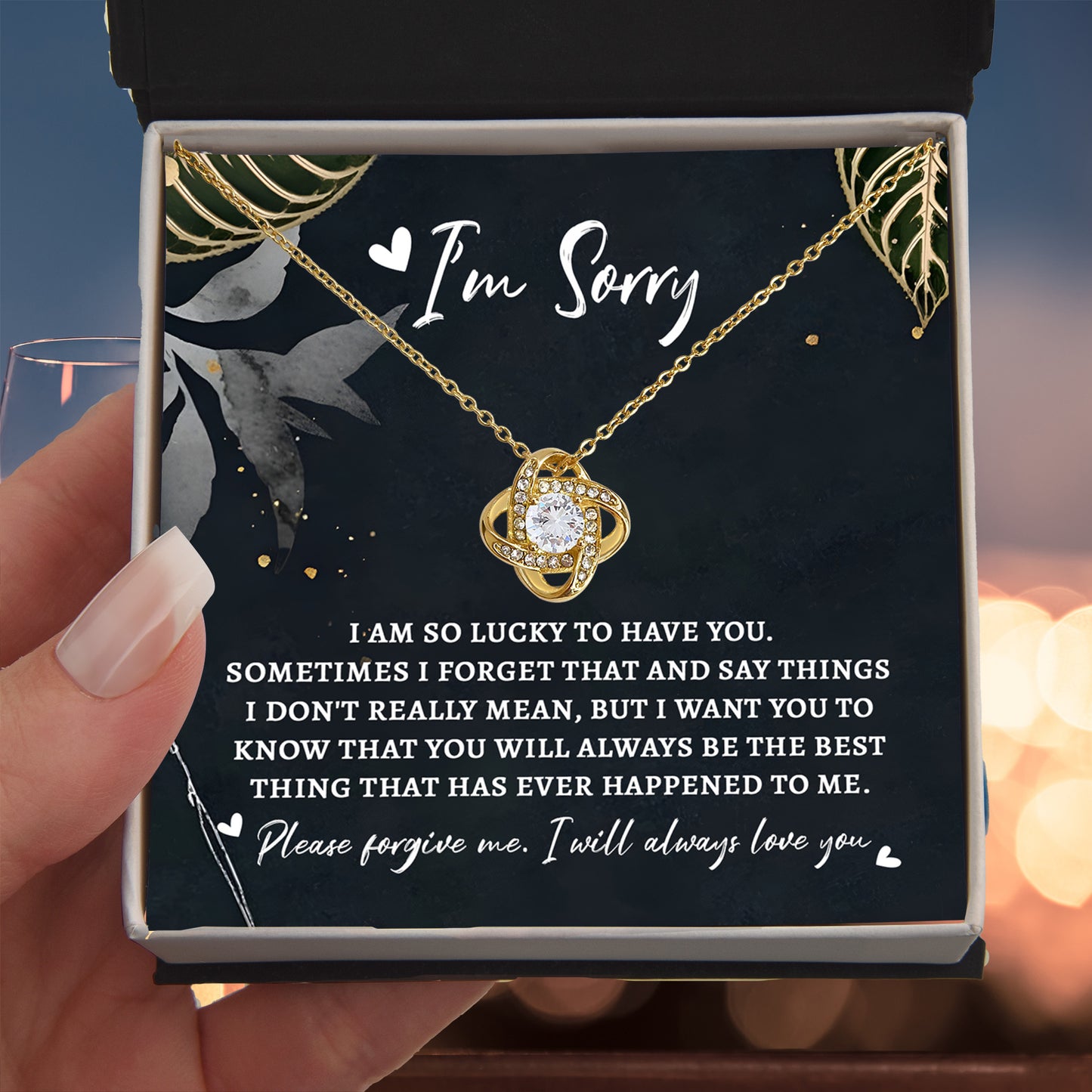 Apology Gift for Girlfriend, Wife, Soulmate - Sorry, The Best Thing - Love Knot Pendant Necklace