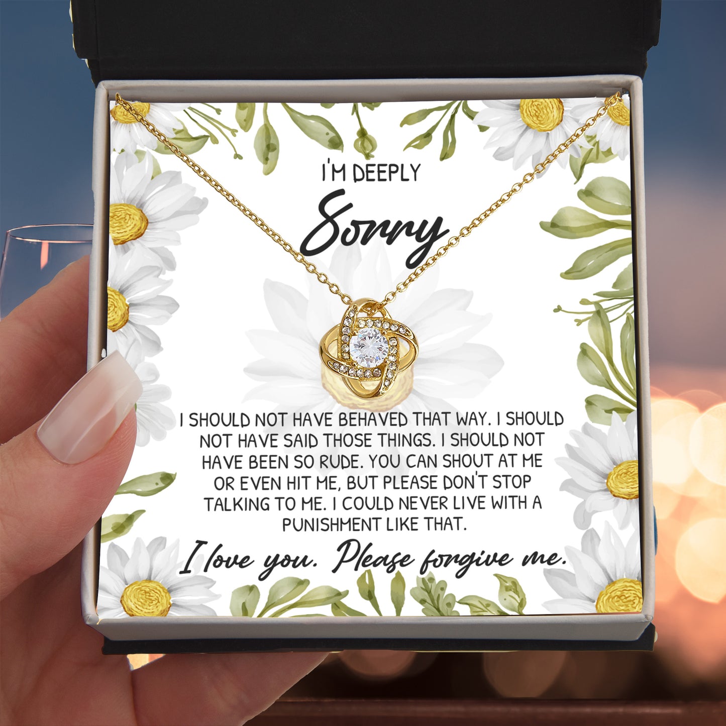 Apology Gift for Girlfriend, Wife, Soulmate-Sorry, Please Don't Stop Talking - Love Knot Pendant Necklace - Mallard Moon