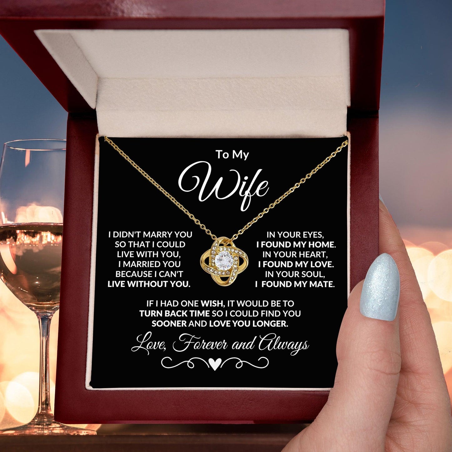 To My Wife - I Can't Live without You - Love Knot Pendant Necklace - Mallard Moon Gift Shop