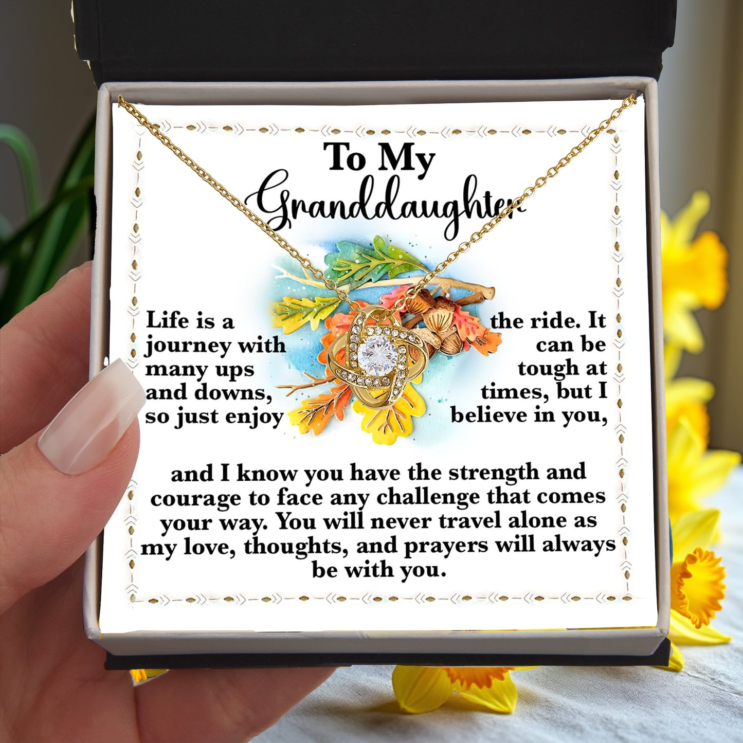 Gift for Granddaughter - Never Travel Alone - Love Knot Pendant Necklace - Mallard Moon