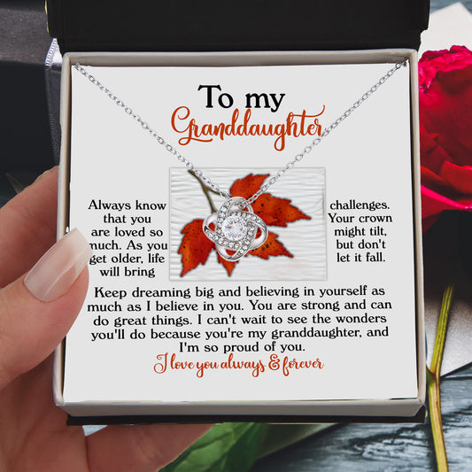 Gift for Granddaughter - Do Great Things - Love Knot Pendant Necklace - Mallard Moon